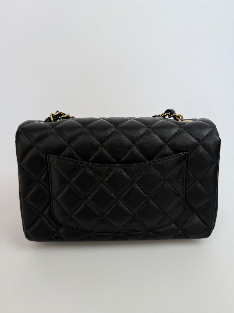 Chanel Mini Rectangle In Black Lambskin With GHW