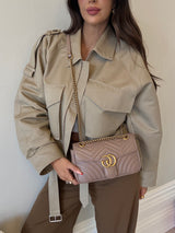 Gucci GG Medium Marmont Matelasse Shoulder Bag In Taupe Leather
