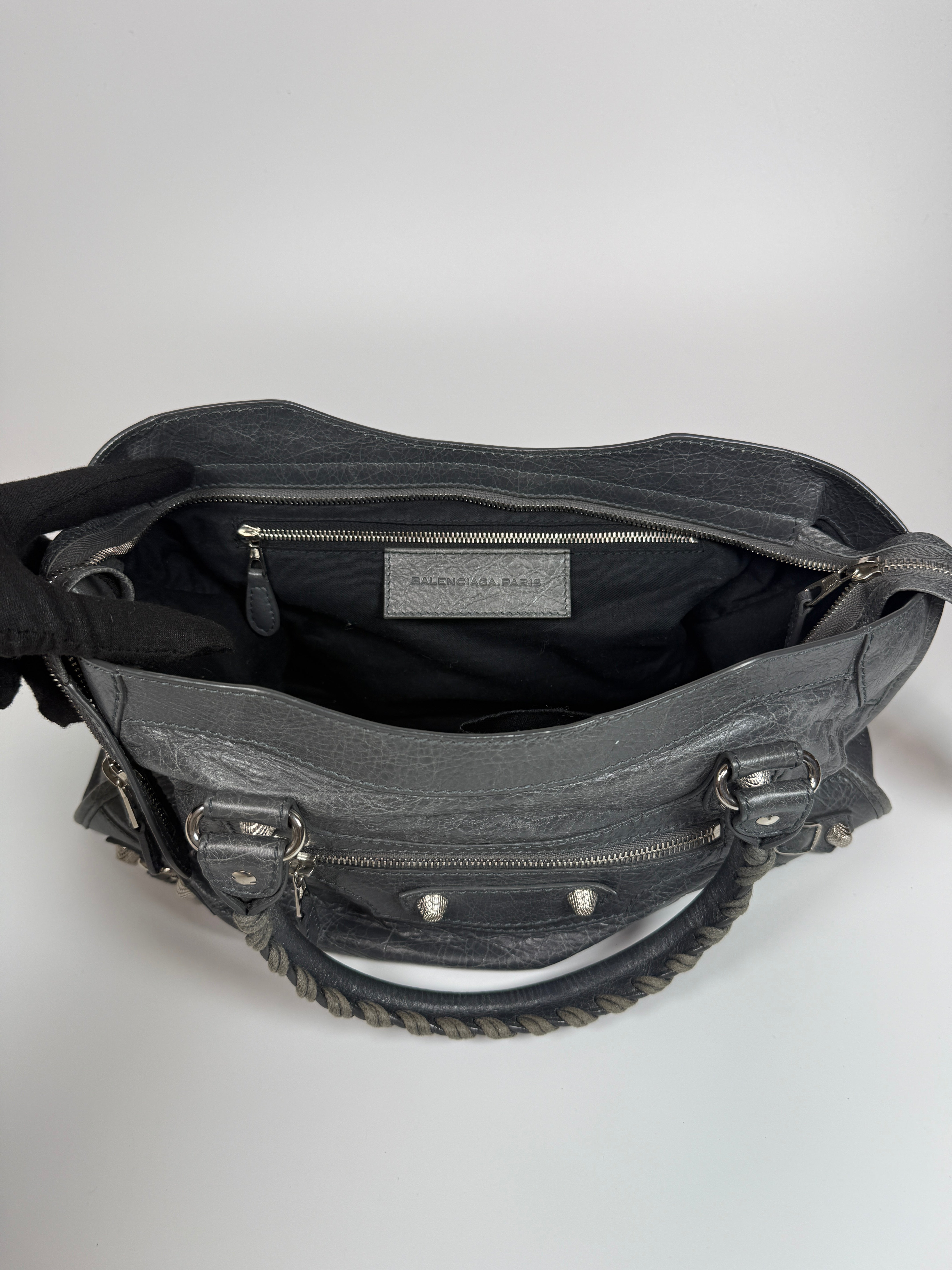 Authentic and preloved Balenciaga Medium Le City Bag In Grey Leather With SHW. 100% Authenticity guarantee. Verified by Luxe Cheshire 