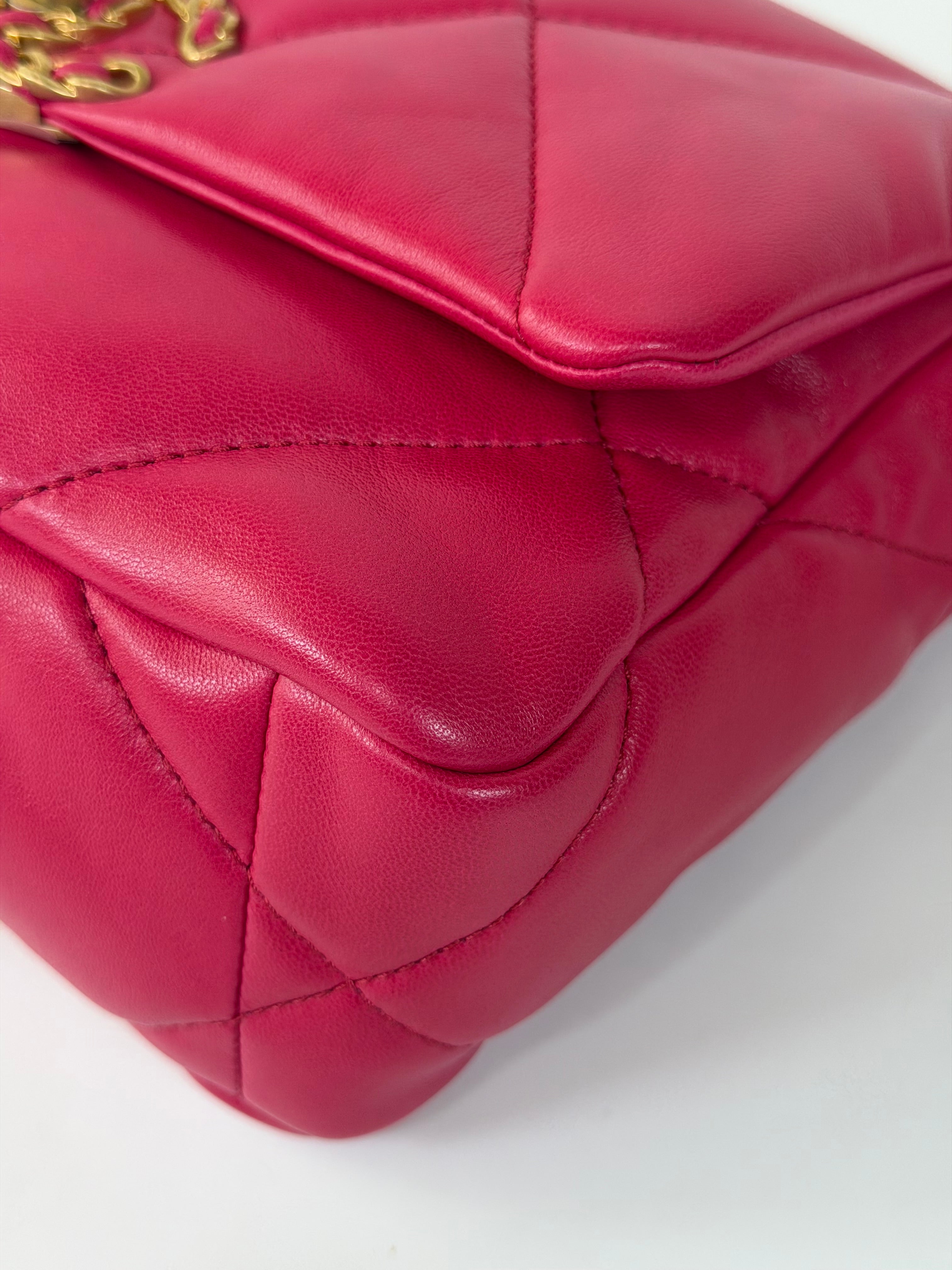 Chanel 19 Small In Pink Lambskin Leather With Mixed Hardware 100% authentic and preloved in excellent condition