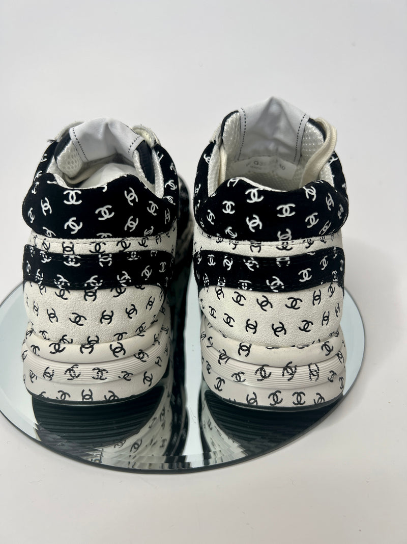 Chanel Black and White Logo Sneakers (Size 40 /UK 7)
