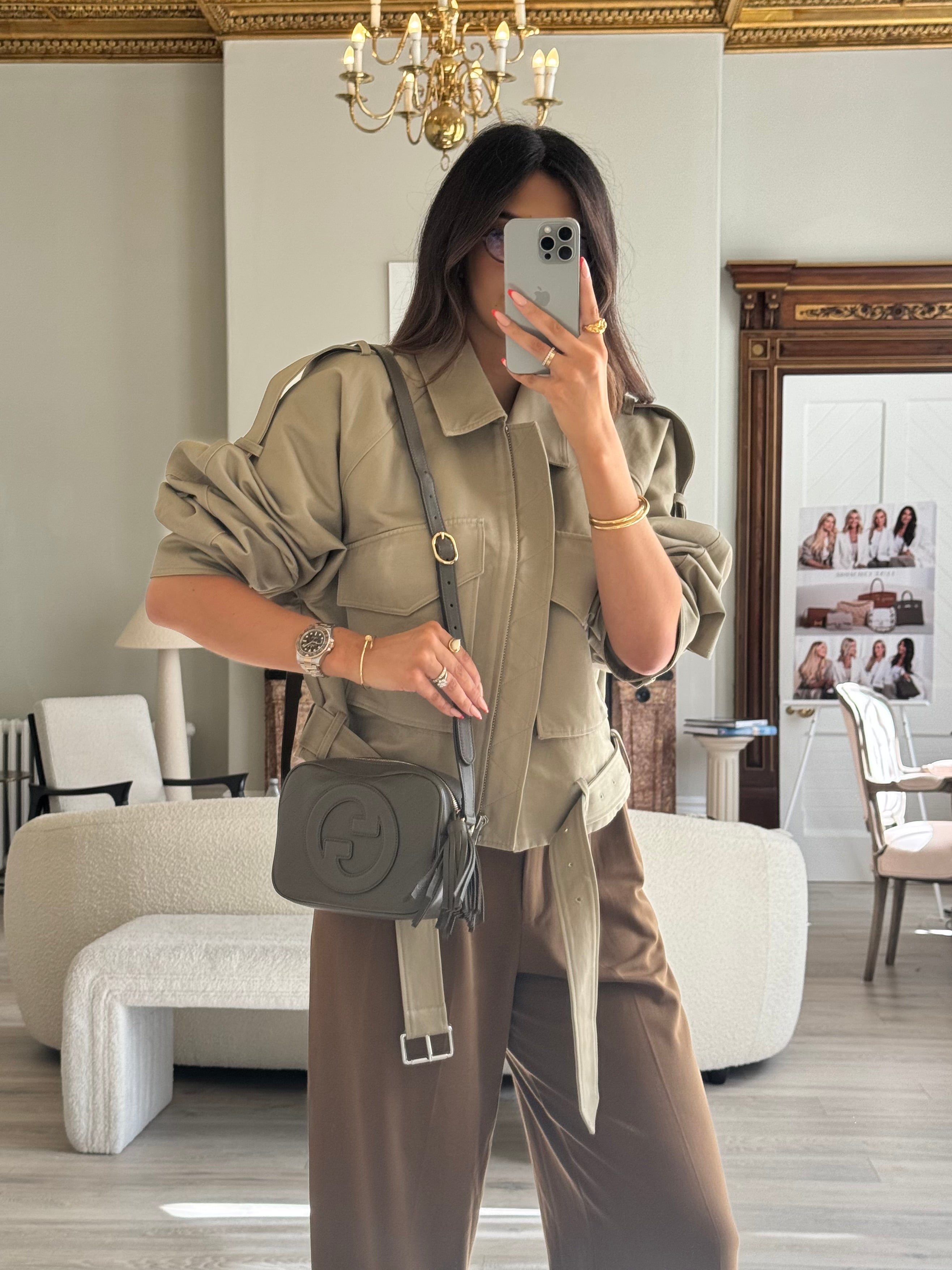 Gucci Soho Disco Crossbody Bag In Khaki  Leather