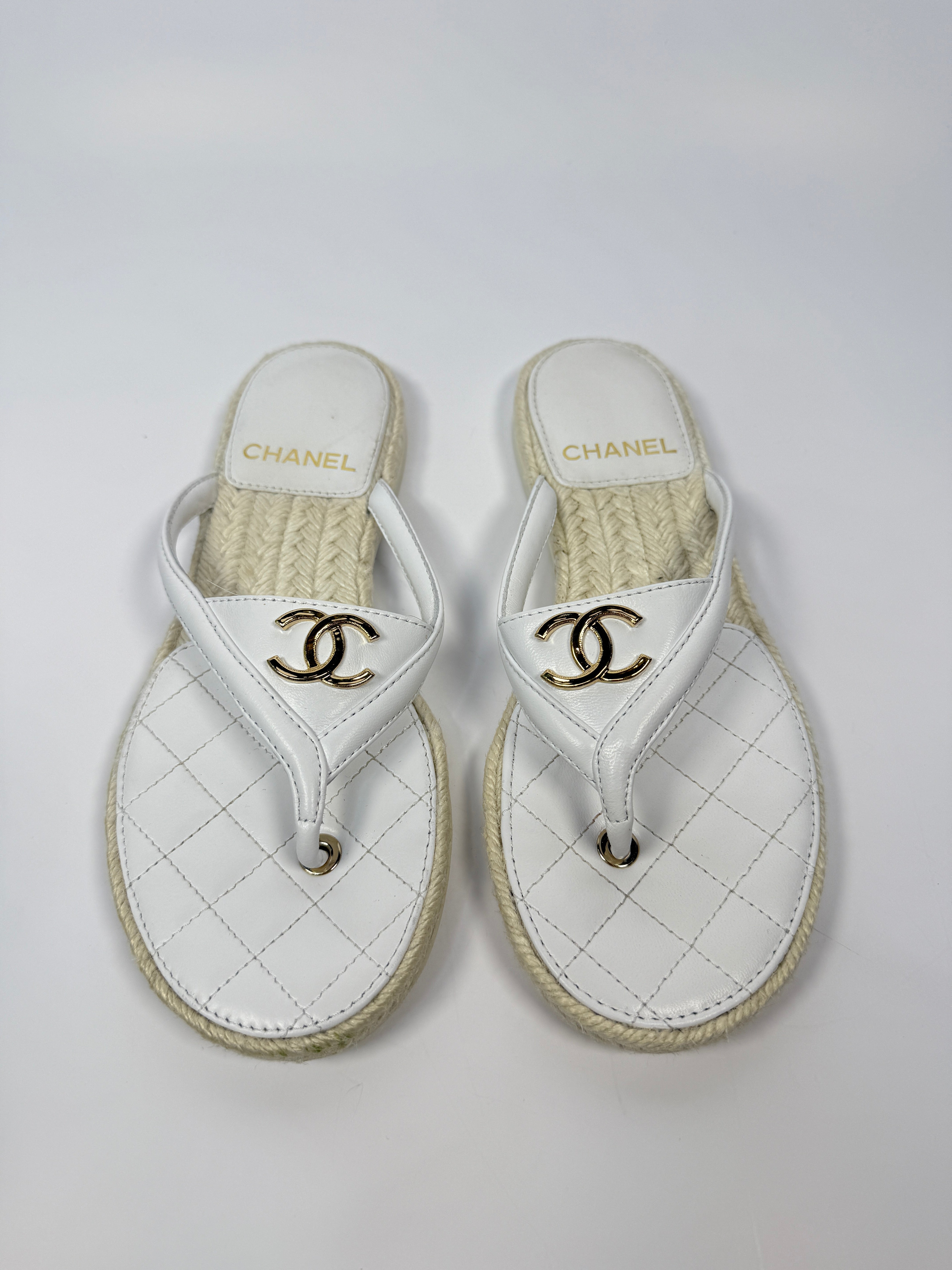 Chanel CC Thong Sandals (Size 38 / UK5)