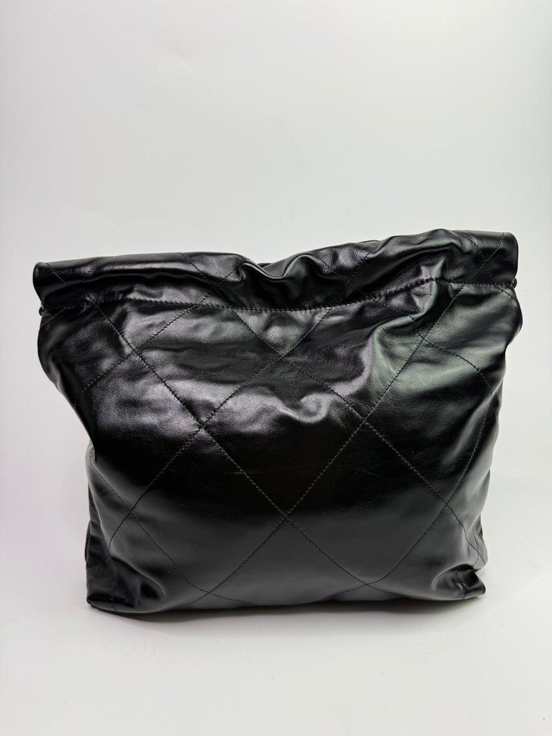 Chanel 22 Handbag In Black Calfskin Leather With SHW