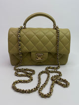 Chanel Mini Rectangle Flap Bag In Pistachio Green Lambskin With GHW