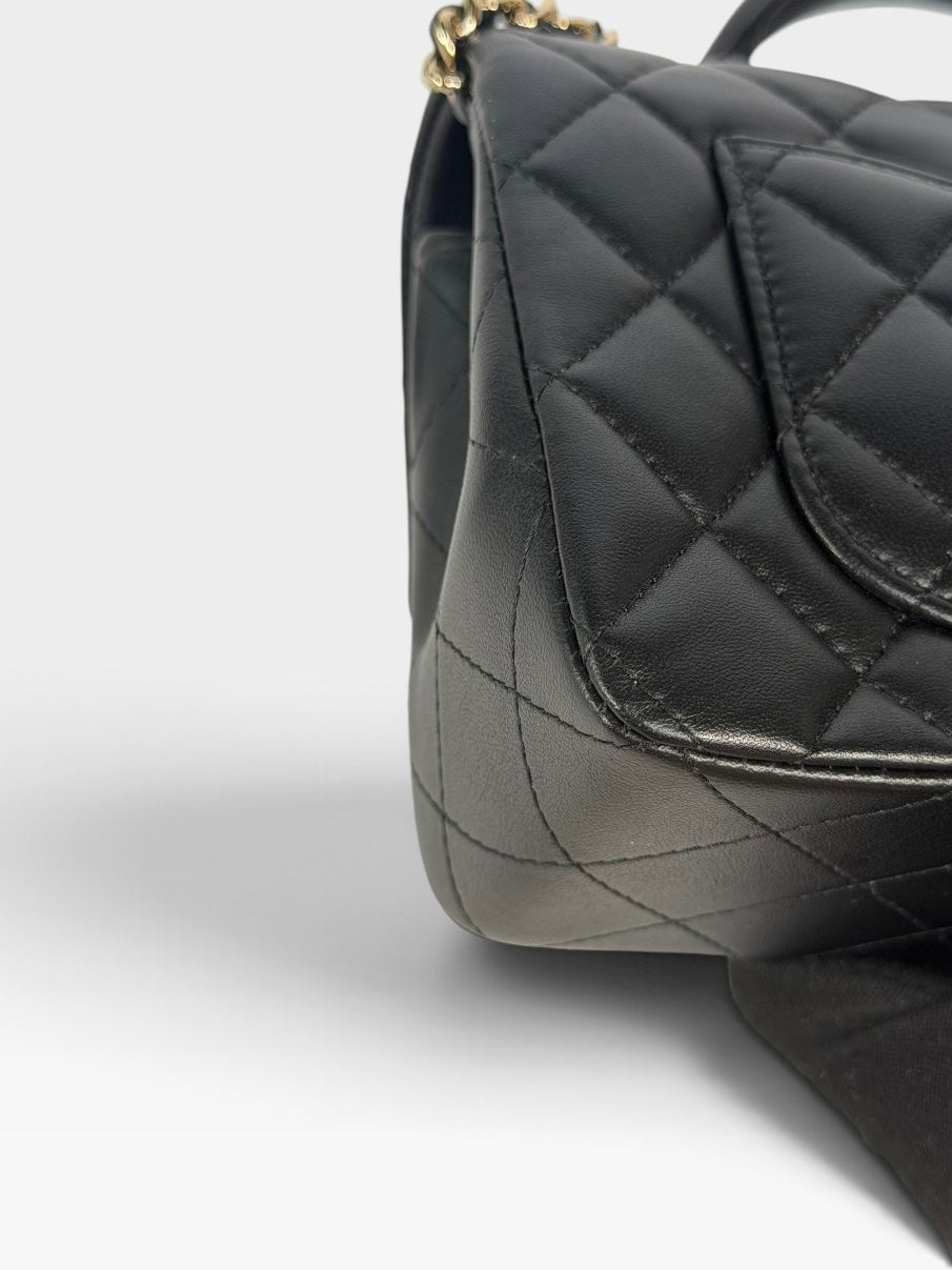 *Luxe Top Pick* Chanel Mini Rectangle Top Handle In Black Lambskin With Gold Hardware