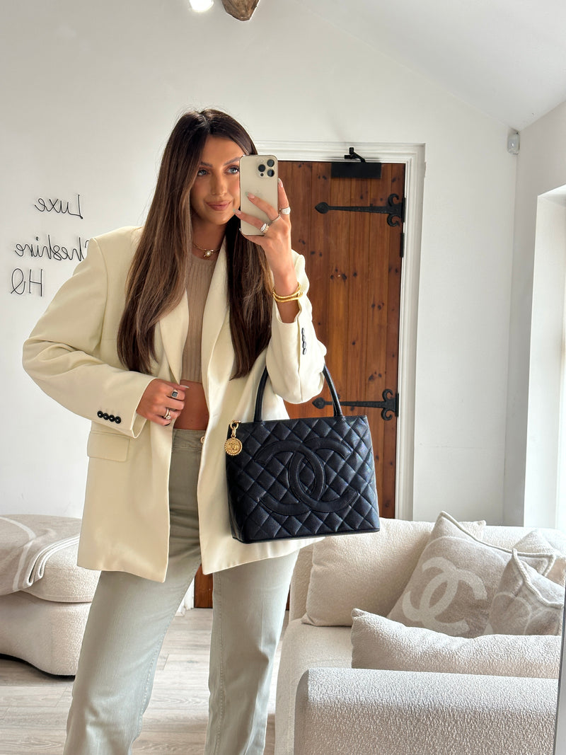 Chanel Caviar Leather black Medallion Tote