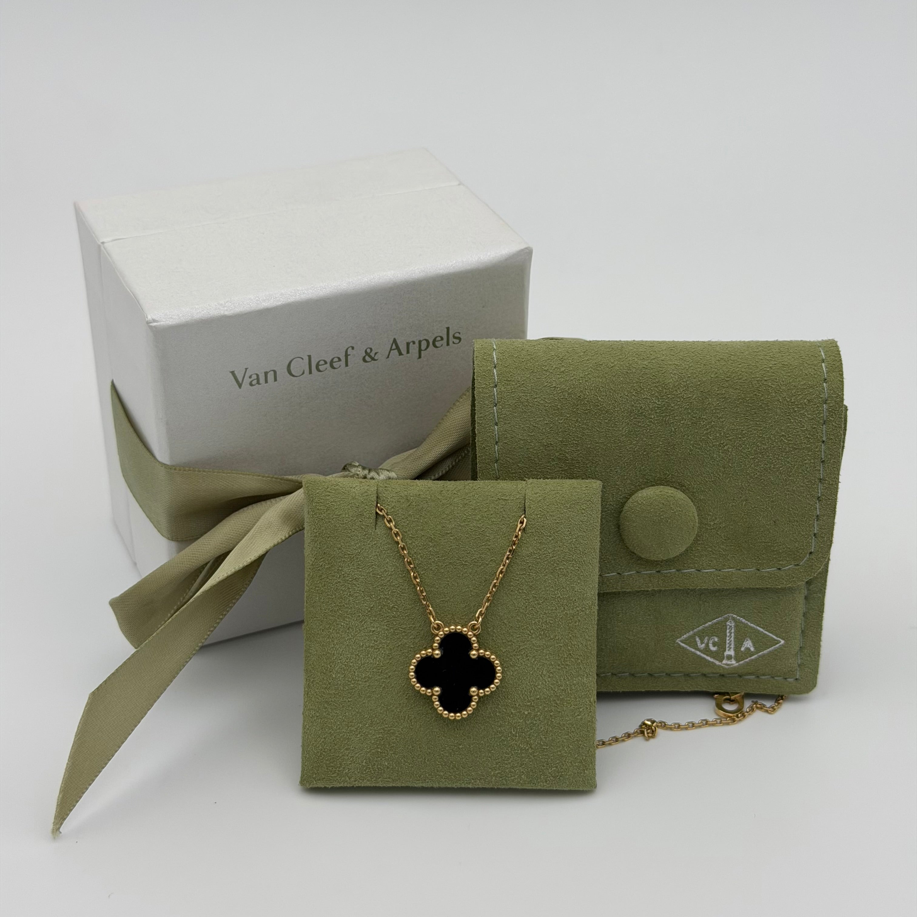 Van Cleef & Arpels Vintage Alhambra Onyx Pendant Authentic and preloved in excellent condition 