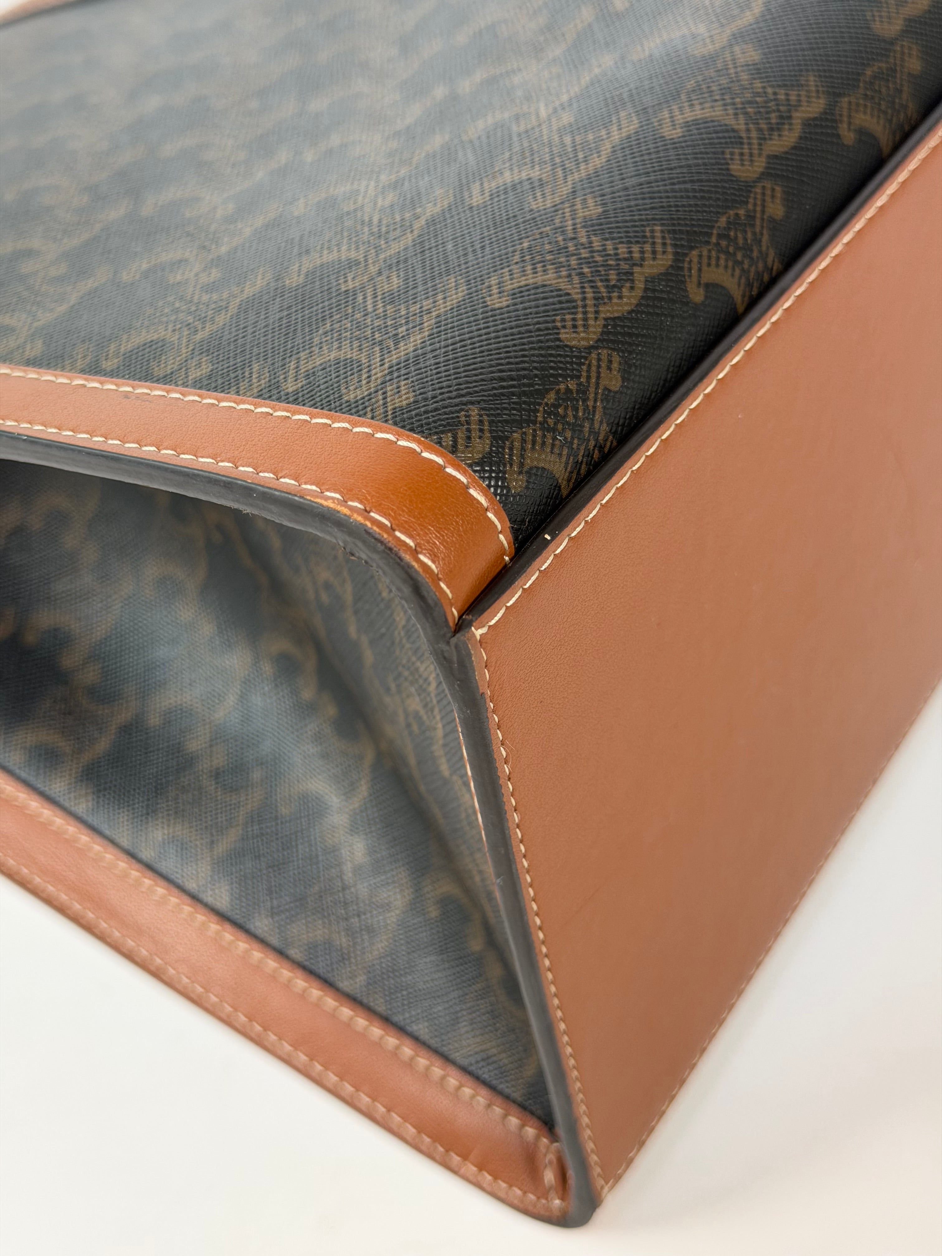 Celine Cabas 16 In Triomphe Canvas And Tan Calfskin. 100% authentic and preloved in excellent condition.