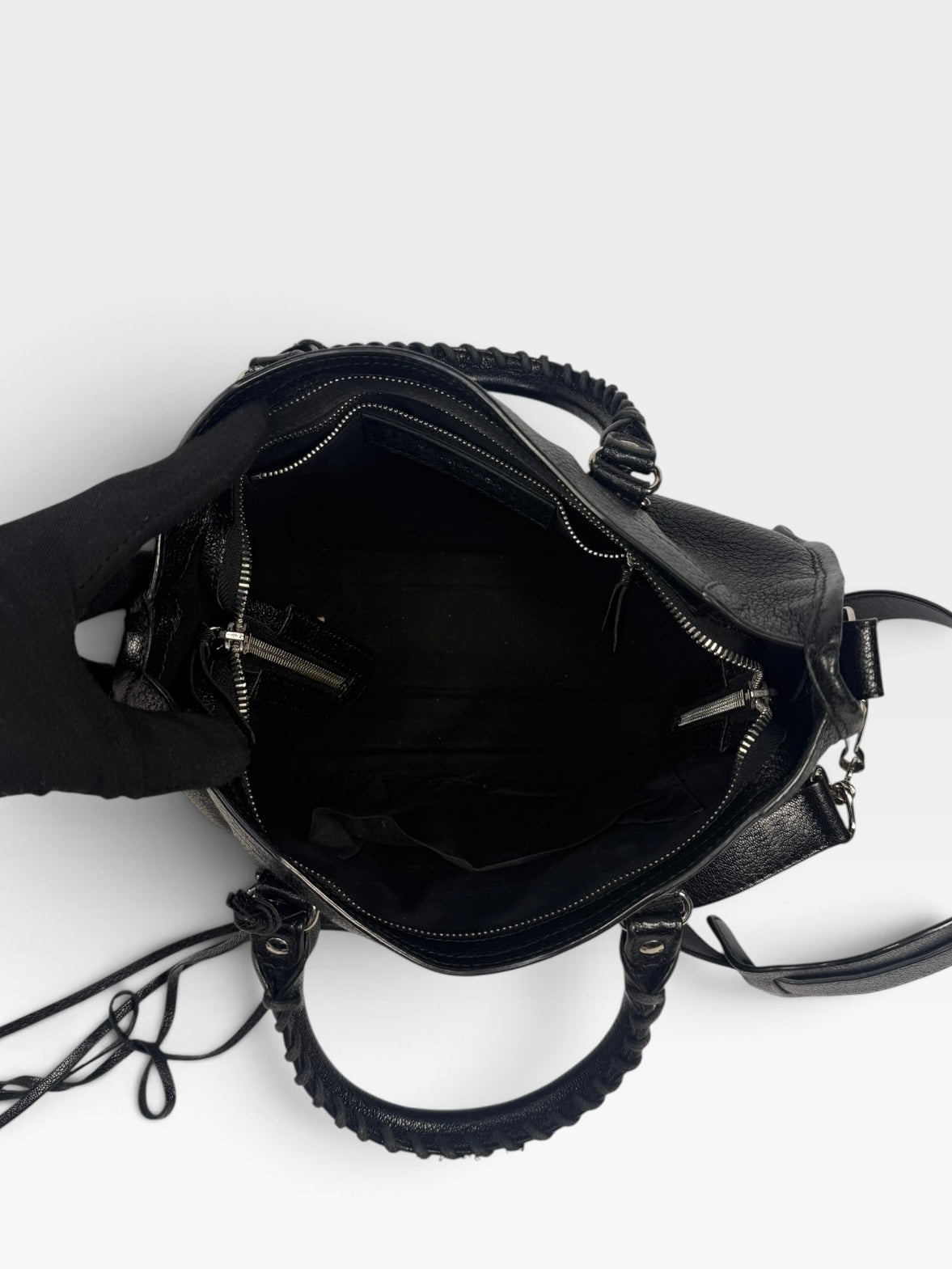 Balenciaga Le City Small Bag In Black Lambskin With Silver Hardware. 100% authentic and pre loved in excellent condition. 