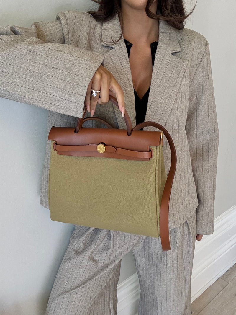 Hermès Herbag 31 Zip Retourne Poussiere / Fauve With GHW