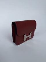 Hermès Constance Slim Wallet In Rouge H/Rose Azalee PHW