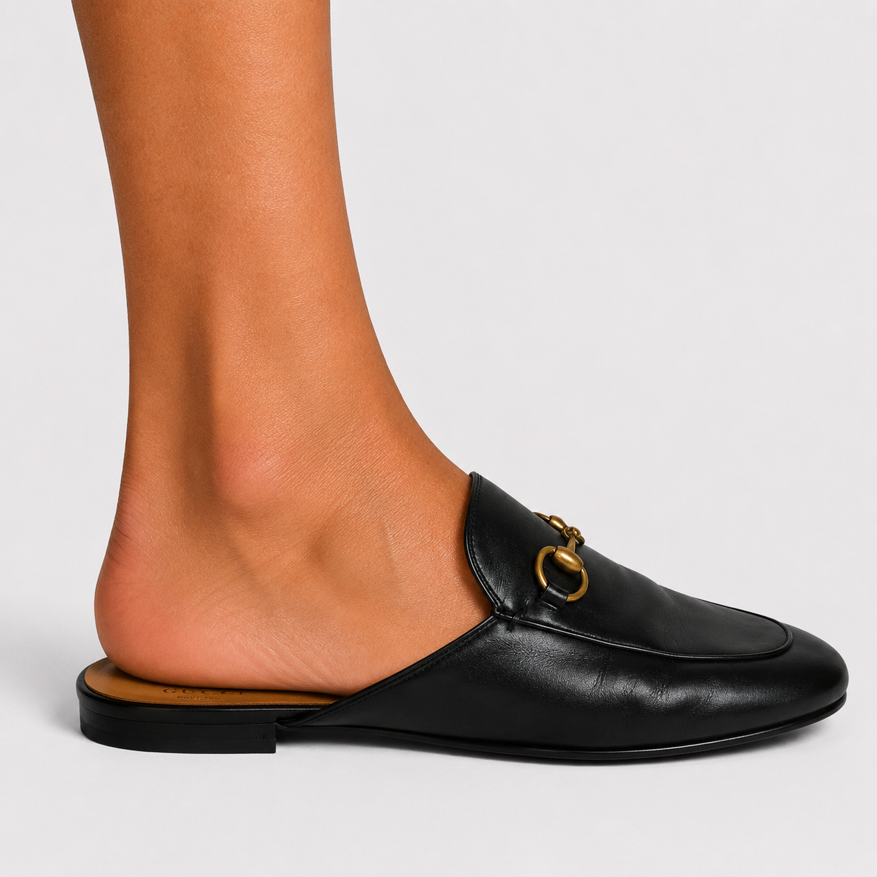 Gucci Princetown Mules In Black Leather (Size 37.5/UK4.5)