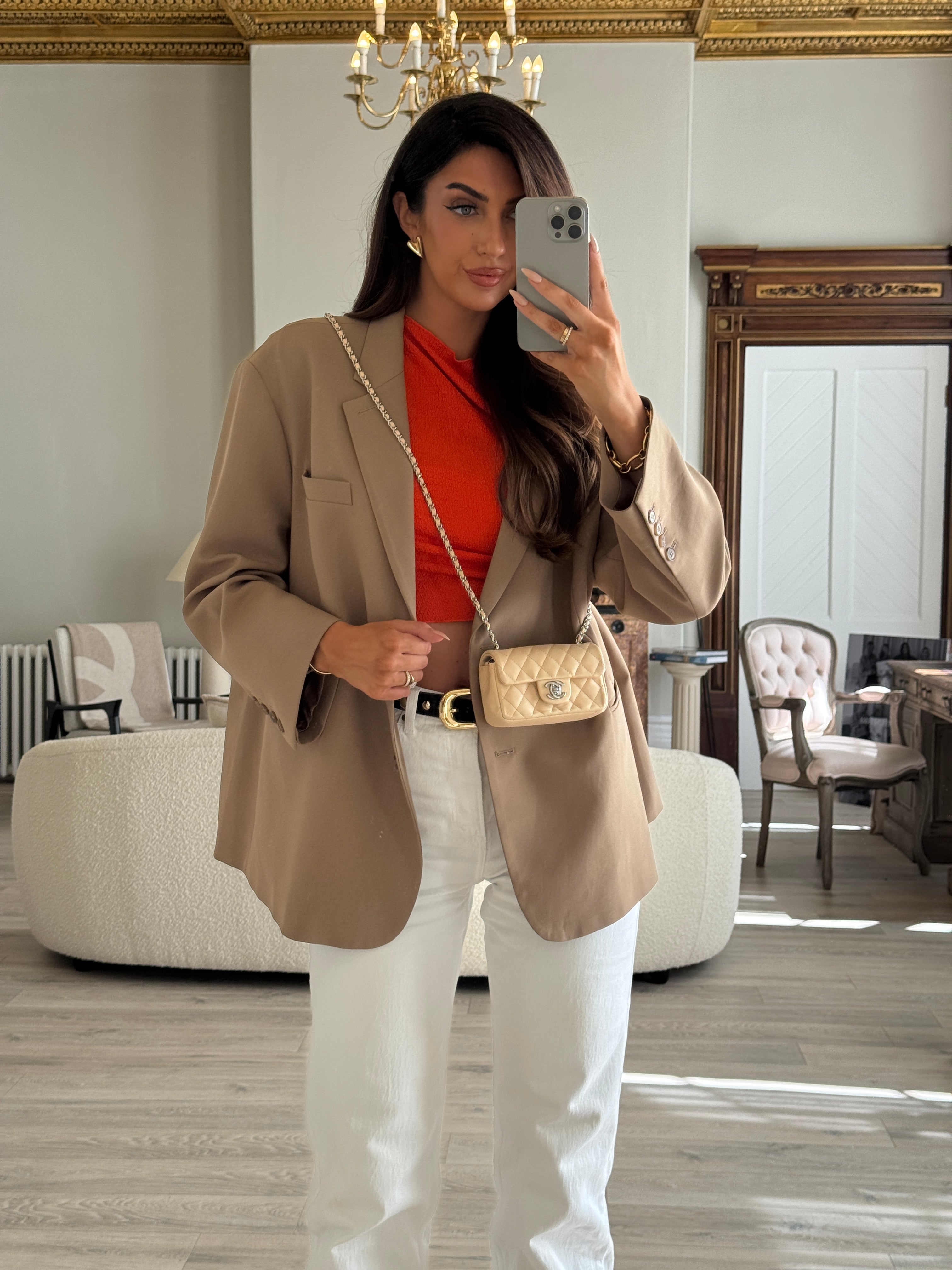 Chanel Super Mini Classic Flap Bag In Beige Lambskin With SHW