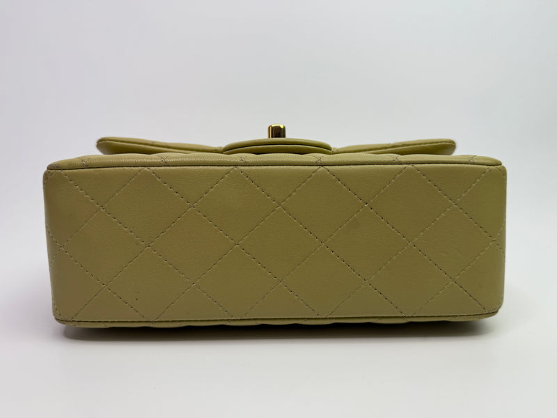 Chanel Mini Rectangle Flap Bag In Pistachio Green Lambskin With GHW