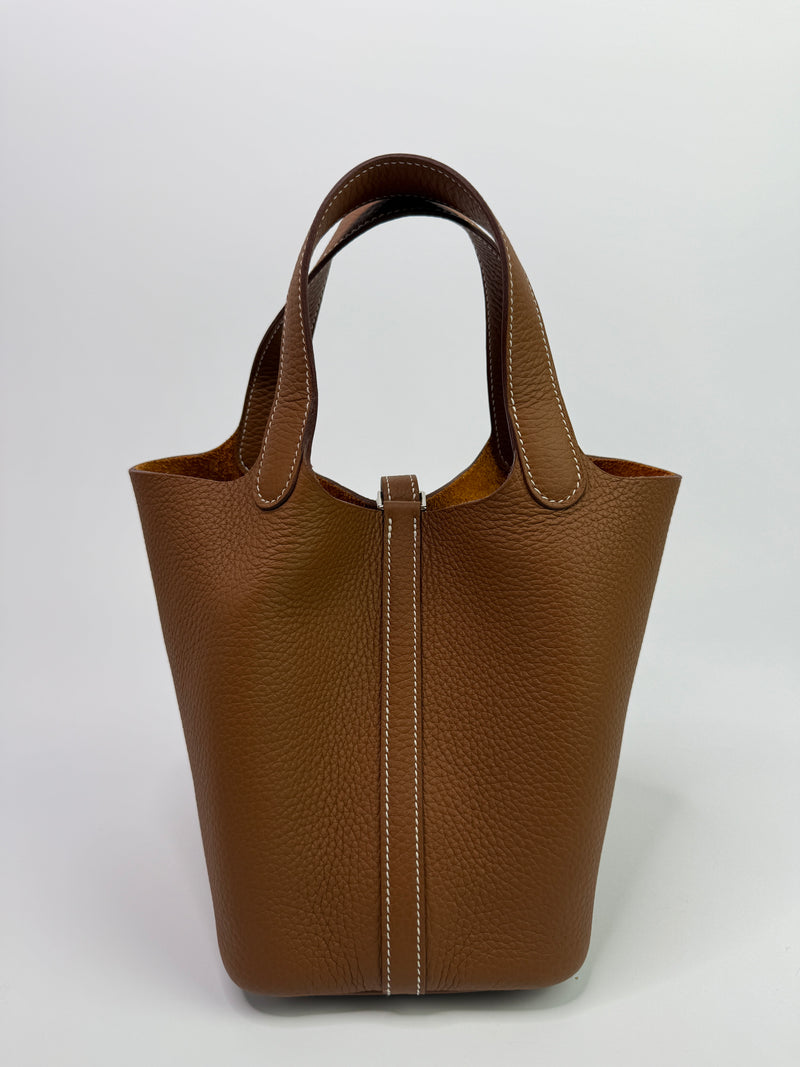 Hermès Picotin 18 In Gold Clemence With Palladium Hardware