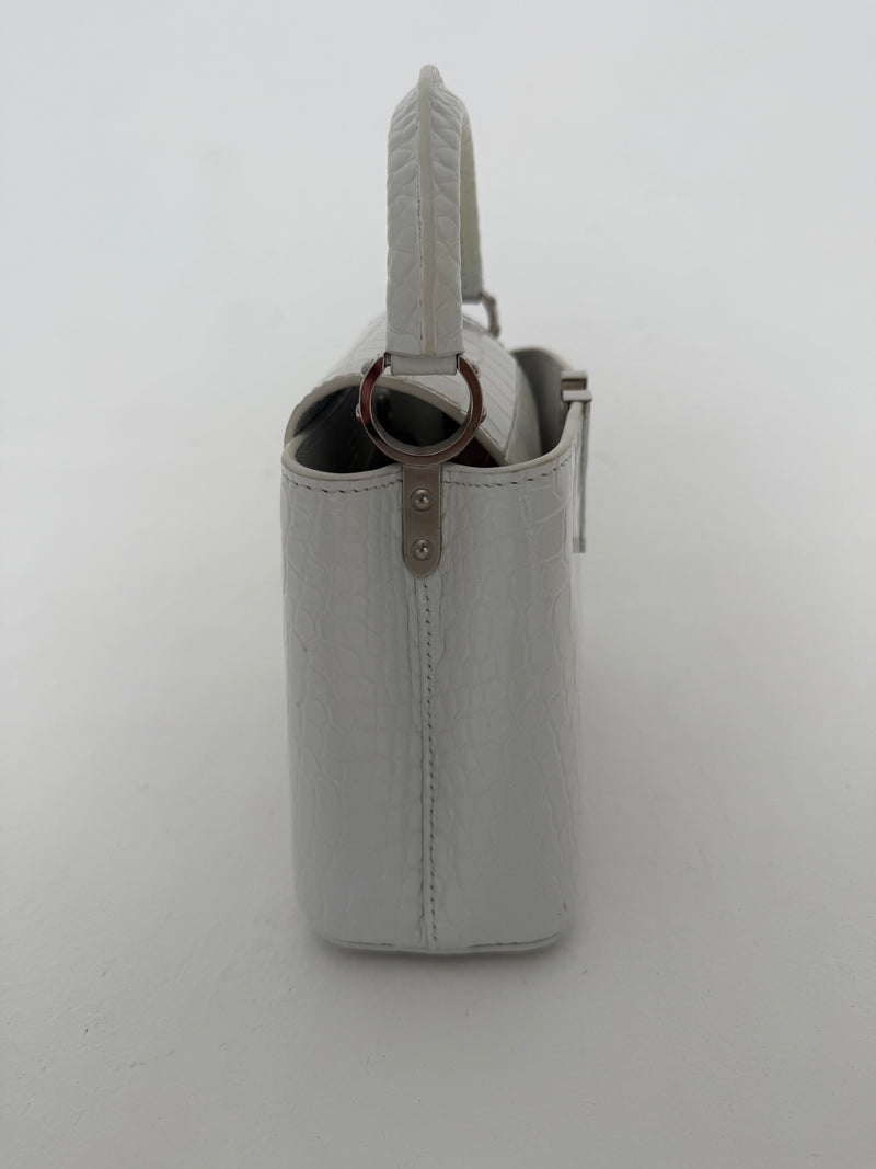 Louis Vuitton Capucines BB In Soft Shine White Alligator Leather