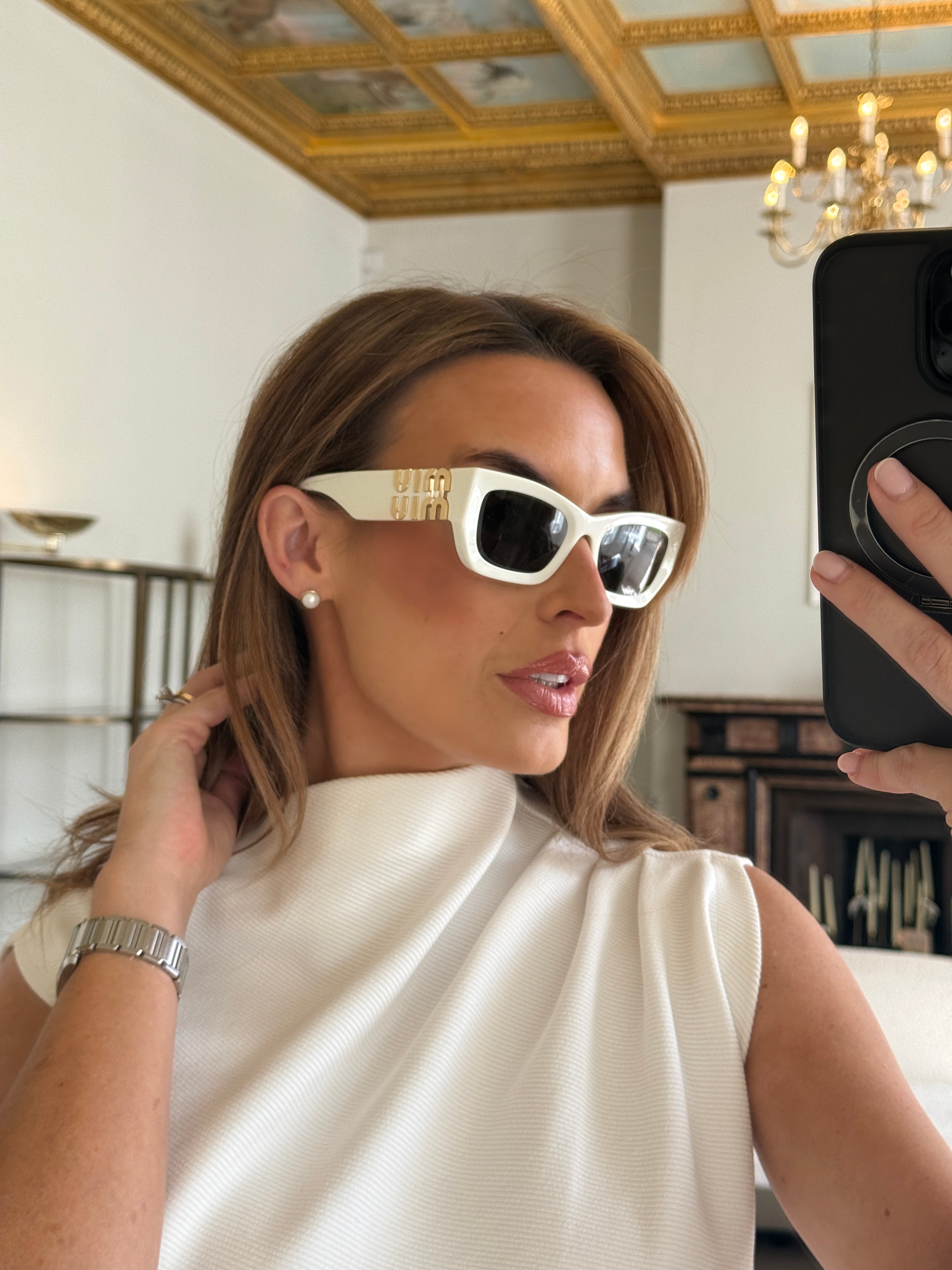 MiuMiu White logo sunglasses, Authentic and preloved. 100% Authenticity guarantee 