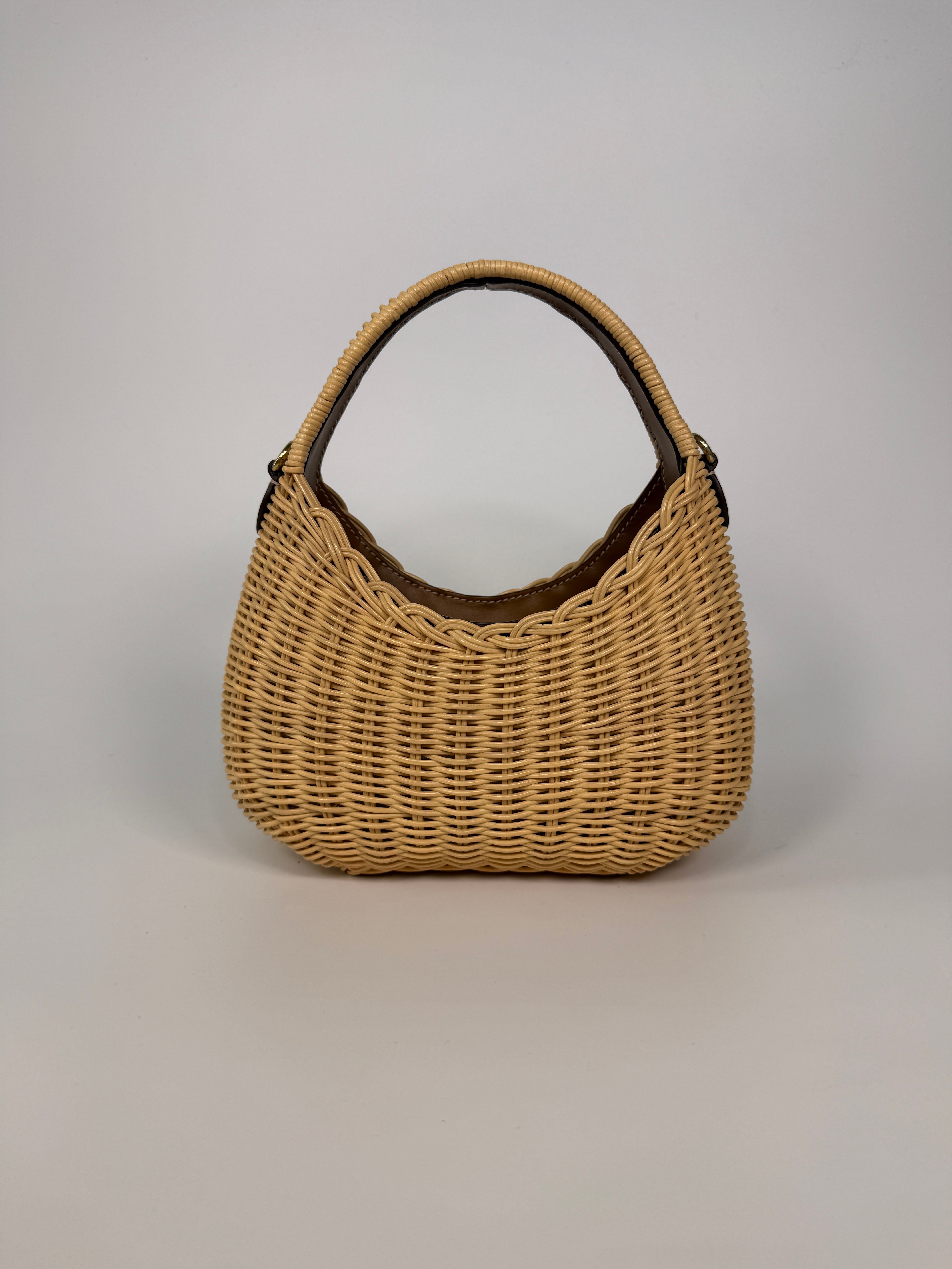 Miu Miu Mini Wicker Wander Bag In Tan/Caramel Raffia Excellent condition 