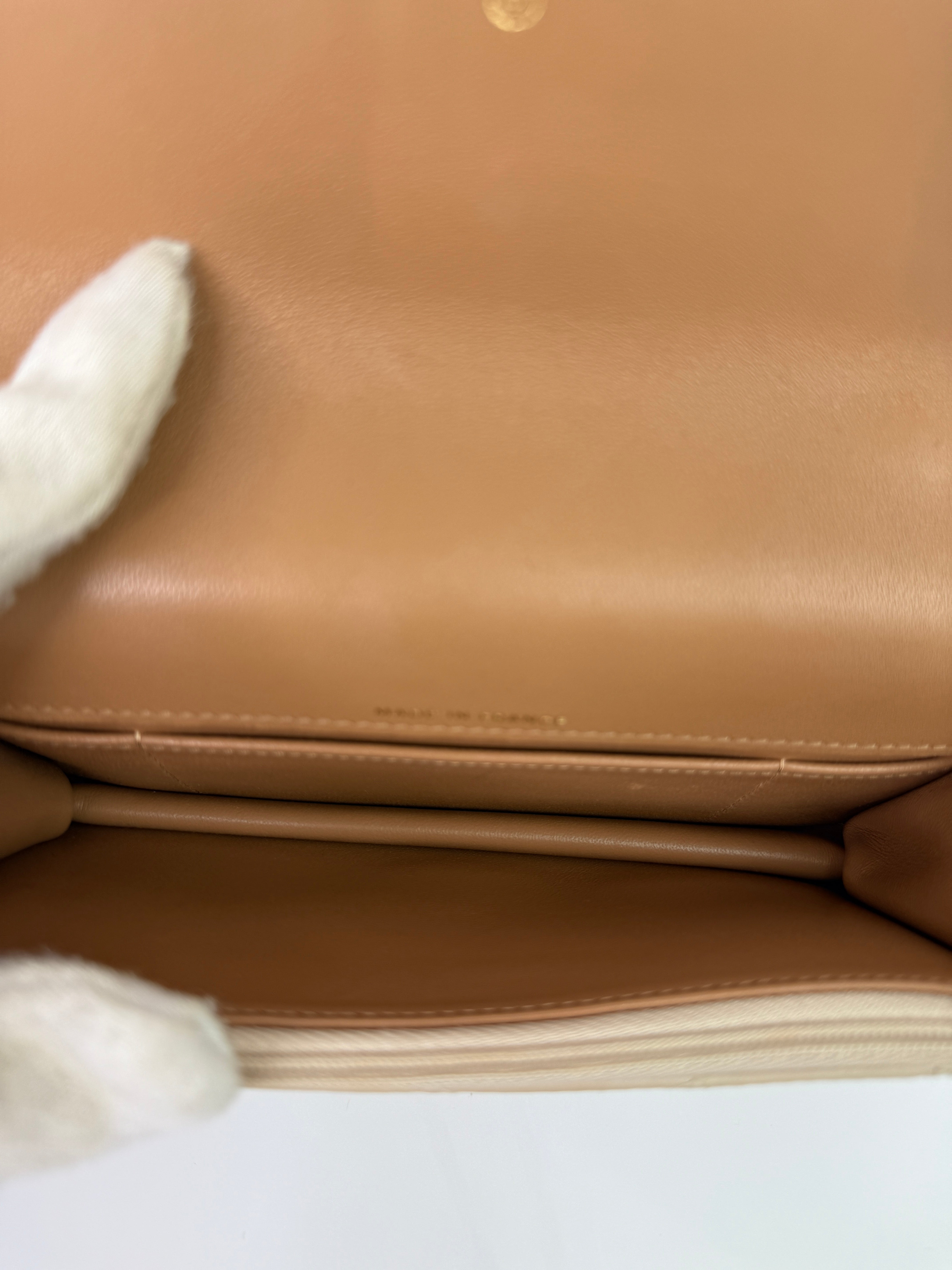 Chanel Top Handle Mini WOC Ecru/Beige Lambskin Gold Hardware 23P