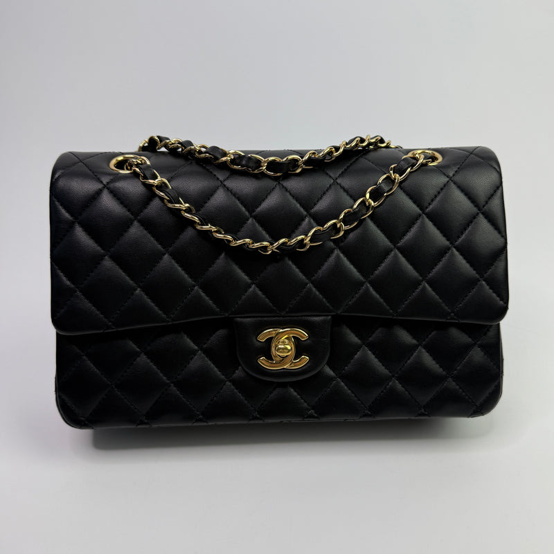 Chanel Medium Classic Double Flap Black Lambskin With GHW