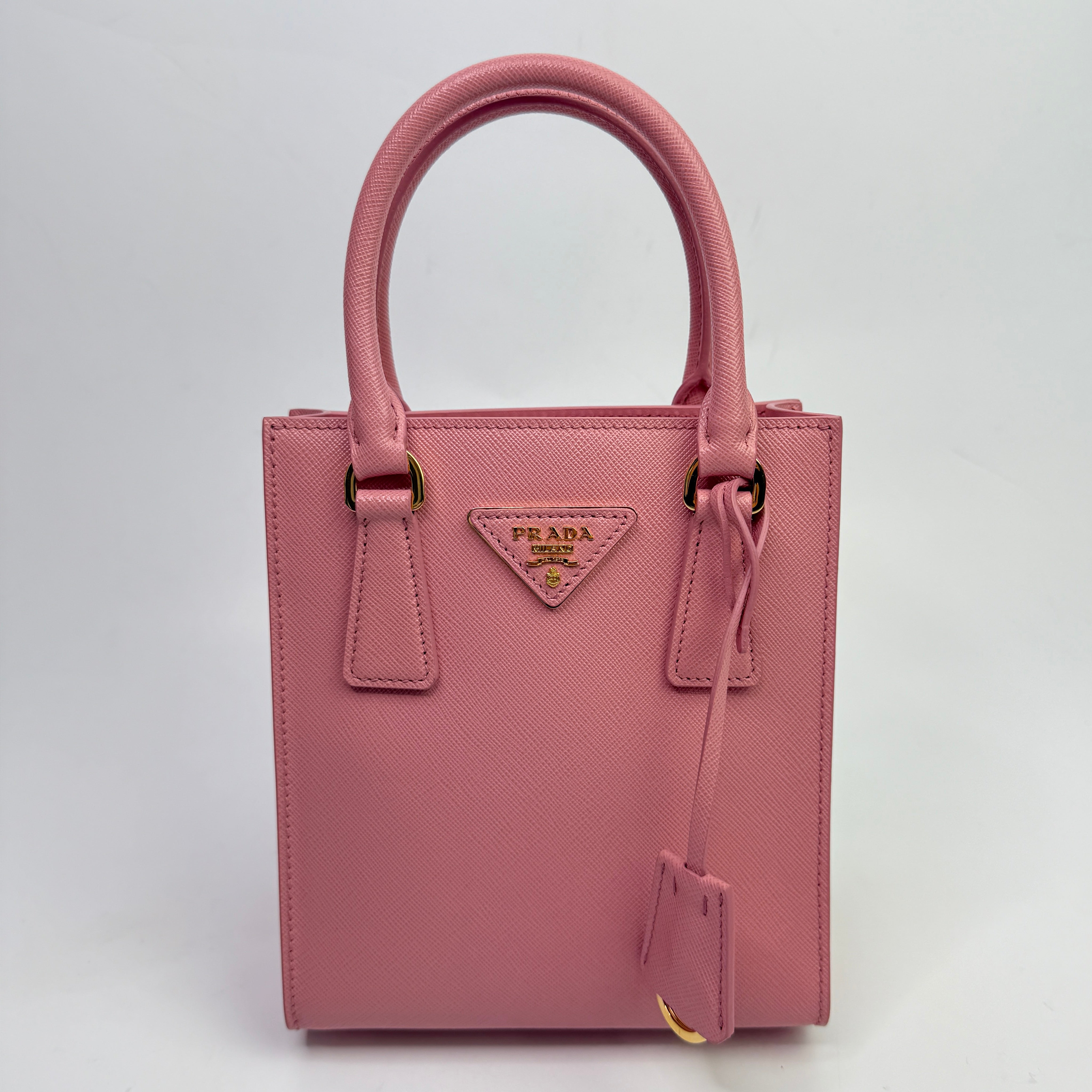 Prada Mini Tote In Pink Saffiano Leather