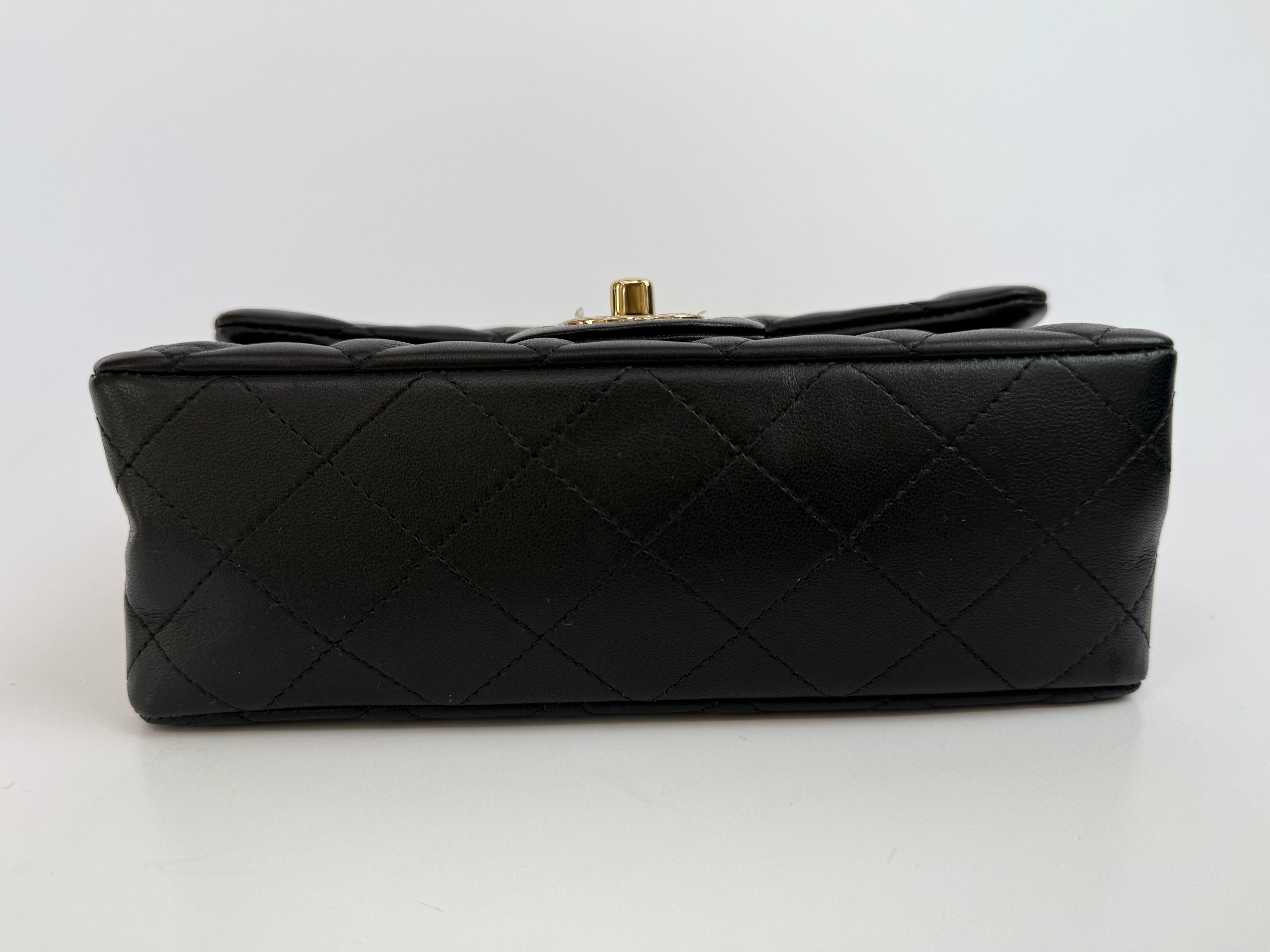 Chanel Mini Rectangle In Black Lambskin With GHW
