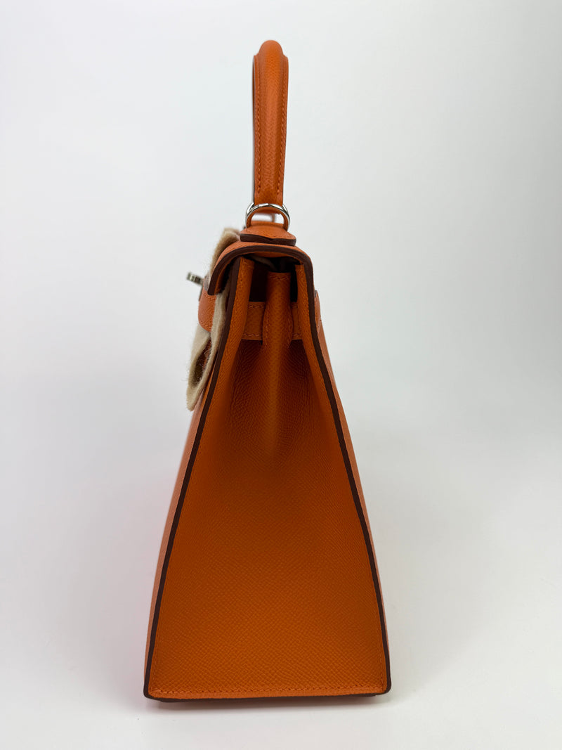 Hermès Kelly 28 In Orange Epsom Leather With PHW
