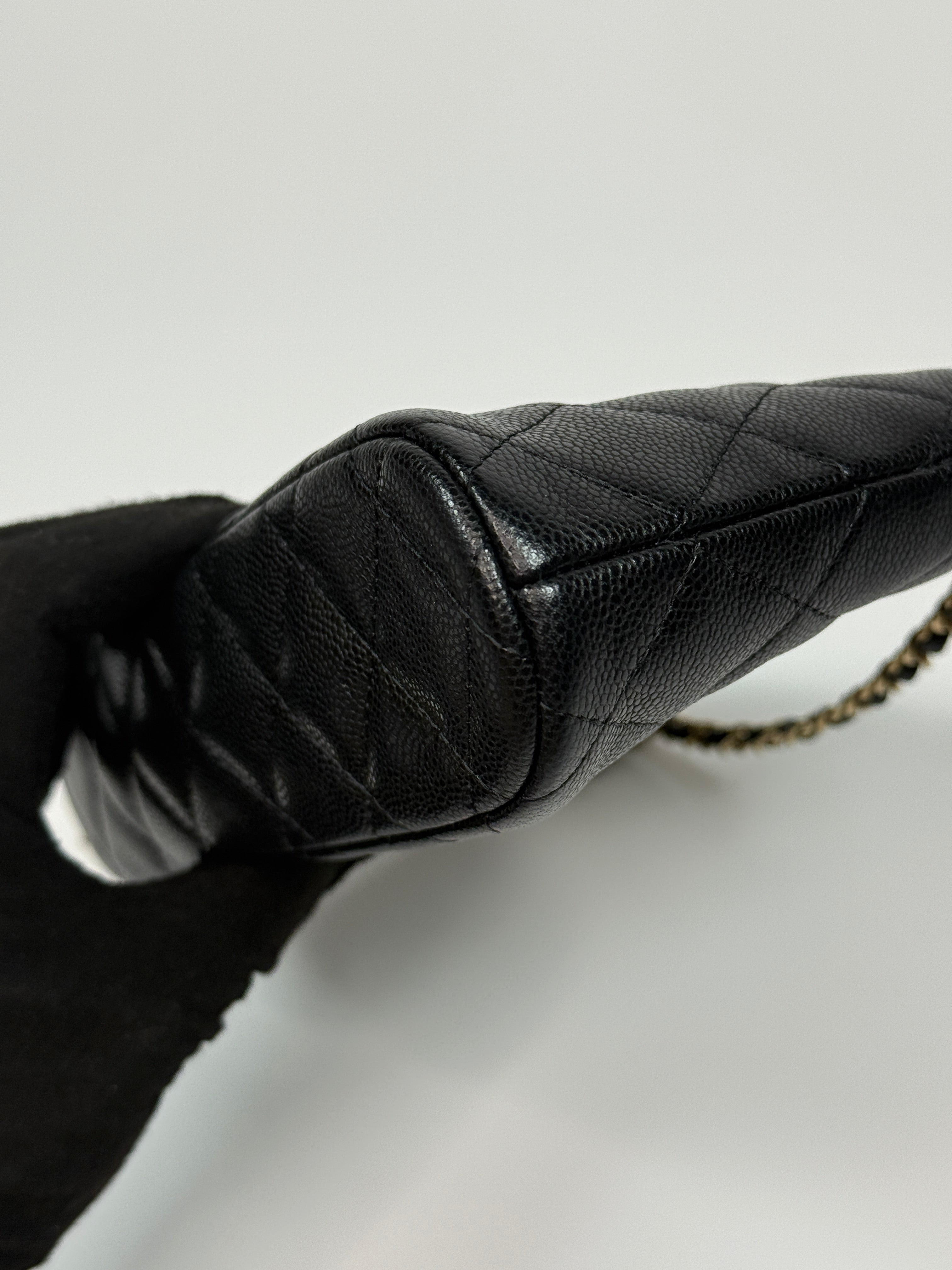 Chanel Mini Clutch On Chain Bag In Black Caviar Leather With Gold Hardware Authentic and preloved in Excellent Condition. 100% Authenticity guarantee 