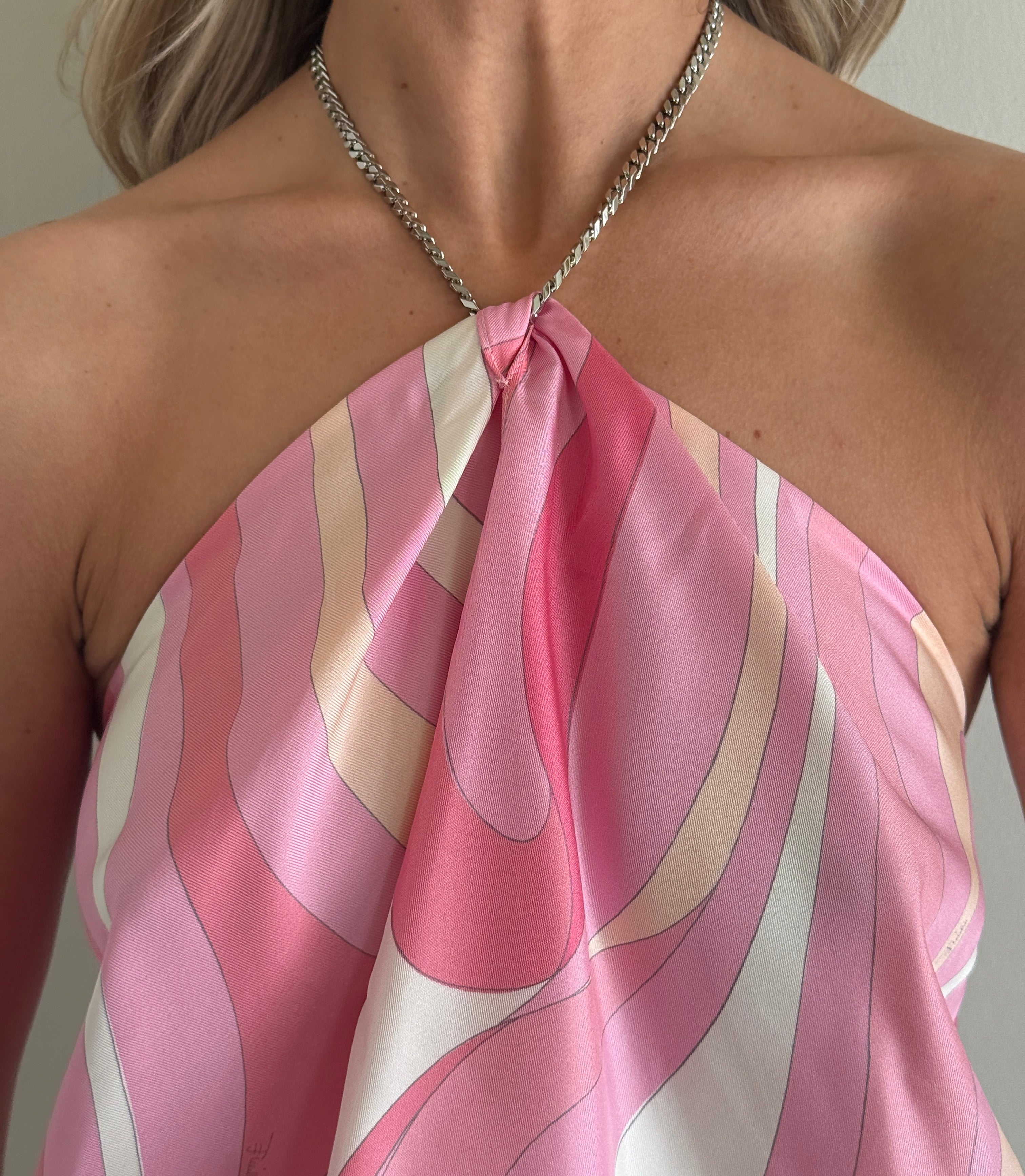 Emilio Pucci Halterneck Print Chain Top