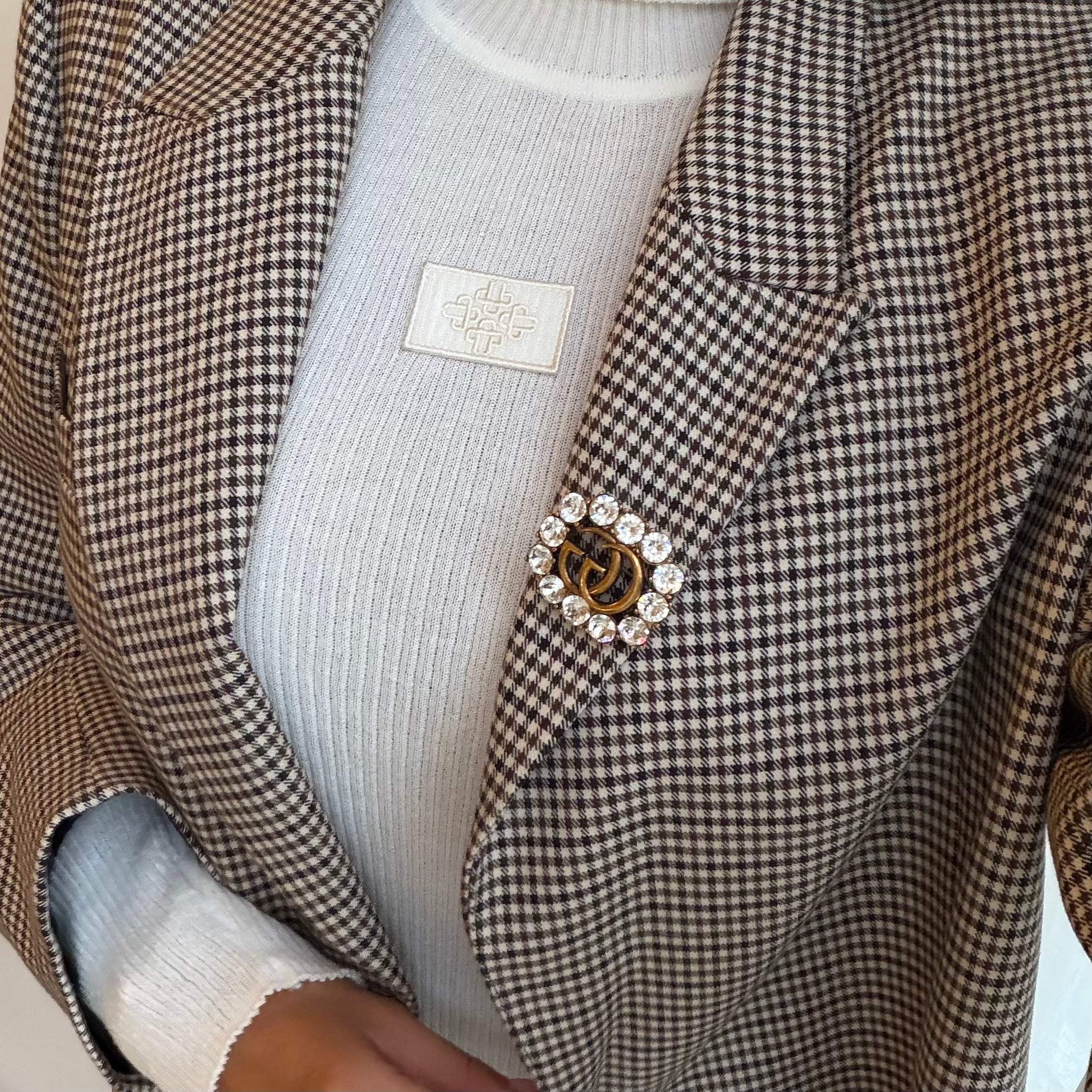 Gucci Double G Crystal Brooch