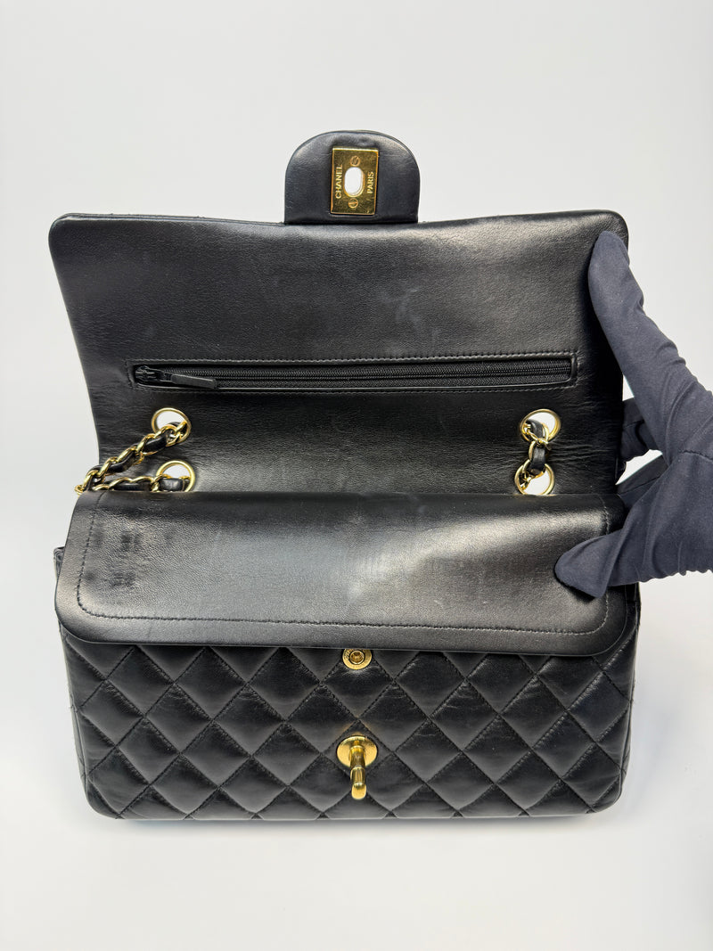 Chanel Medium Classic Double Flap Black Lambskin With GHW