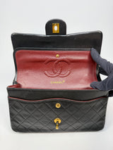 Chanel Vintage Medium Classic Double Flap Black Lambskin With 24k GHW