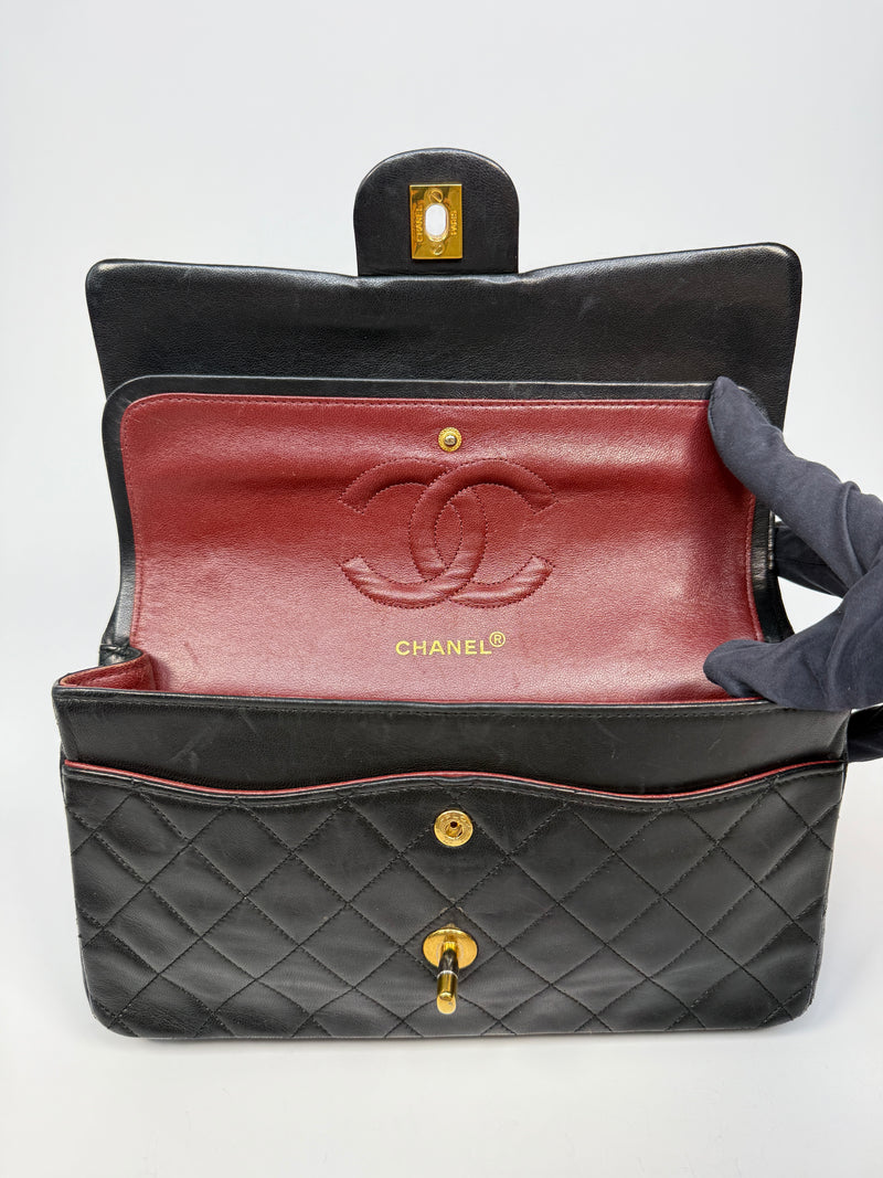 Chanel Vintage Medium Classic Double Flap Black Lambskin With 24k GHW