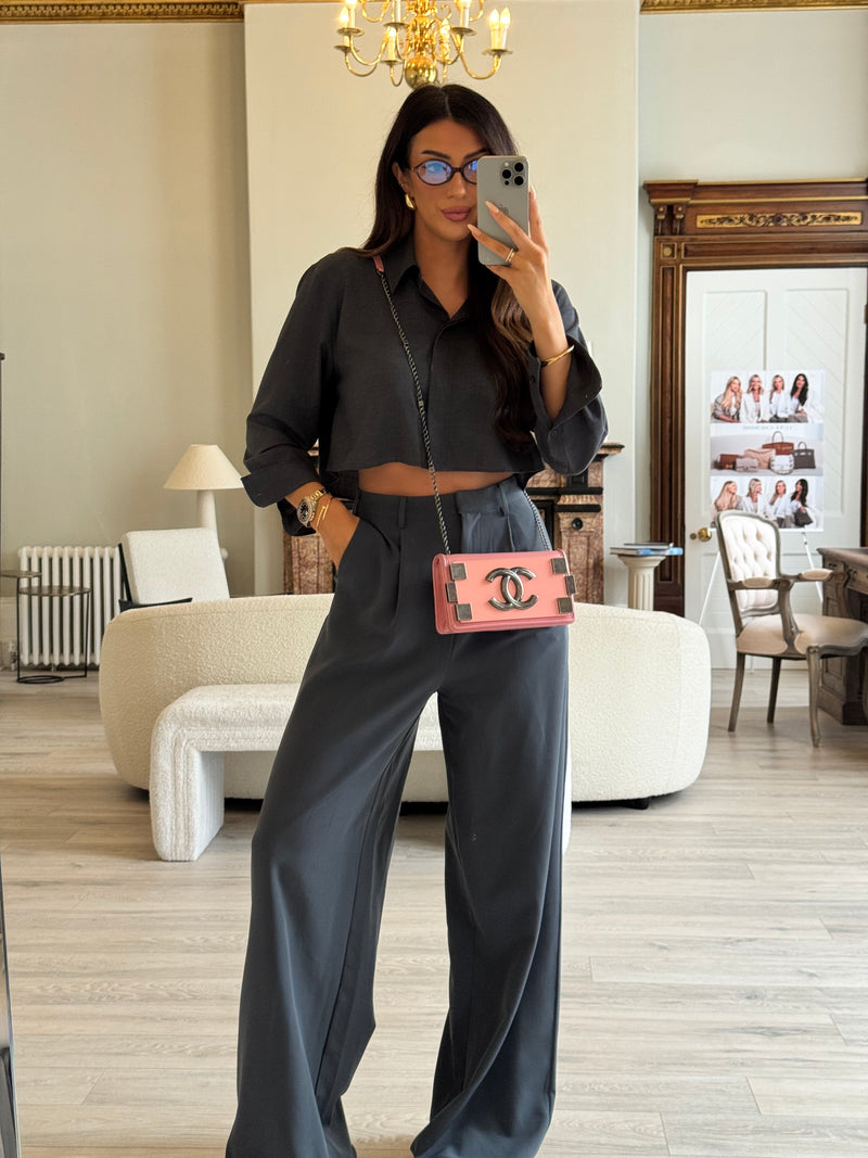 Chanel pink plexiglass Horizontal Boy Brick Bag