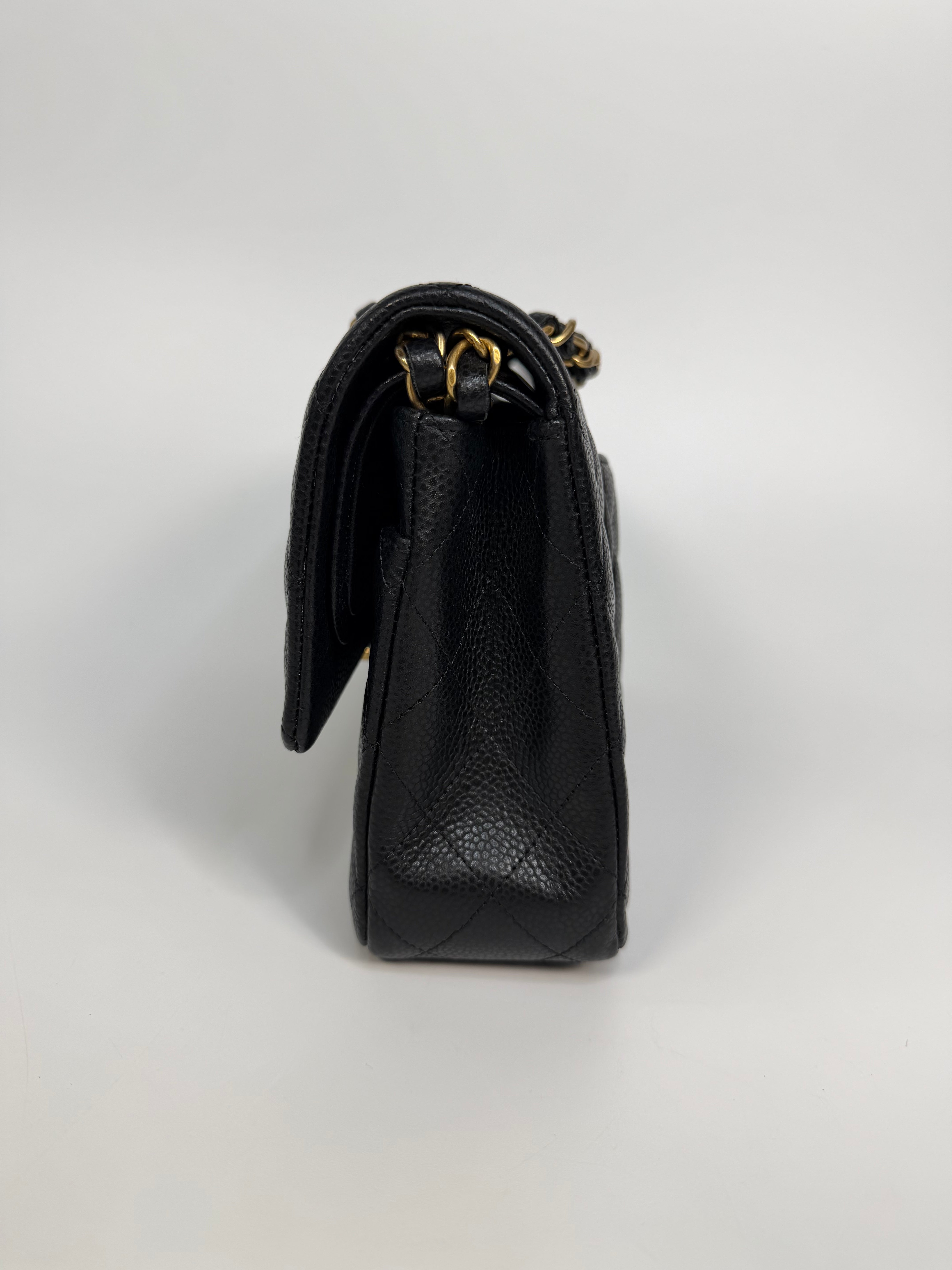 Chanel Medium Classic Double Flap Black Caviar Leather With Gold Hardware. Authentic and preloved in excellent condition