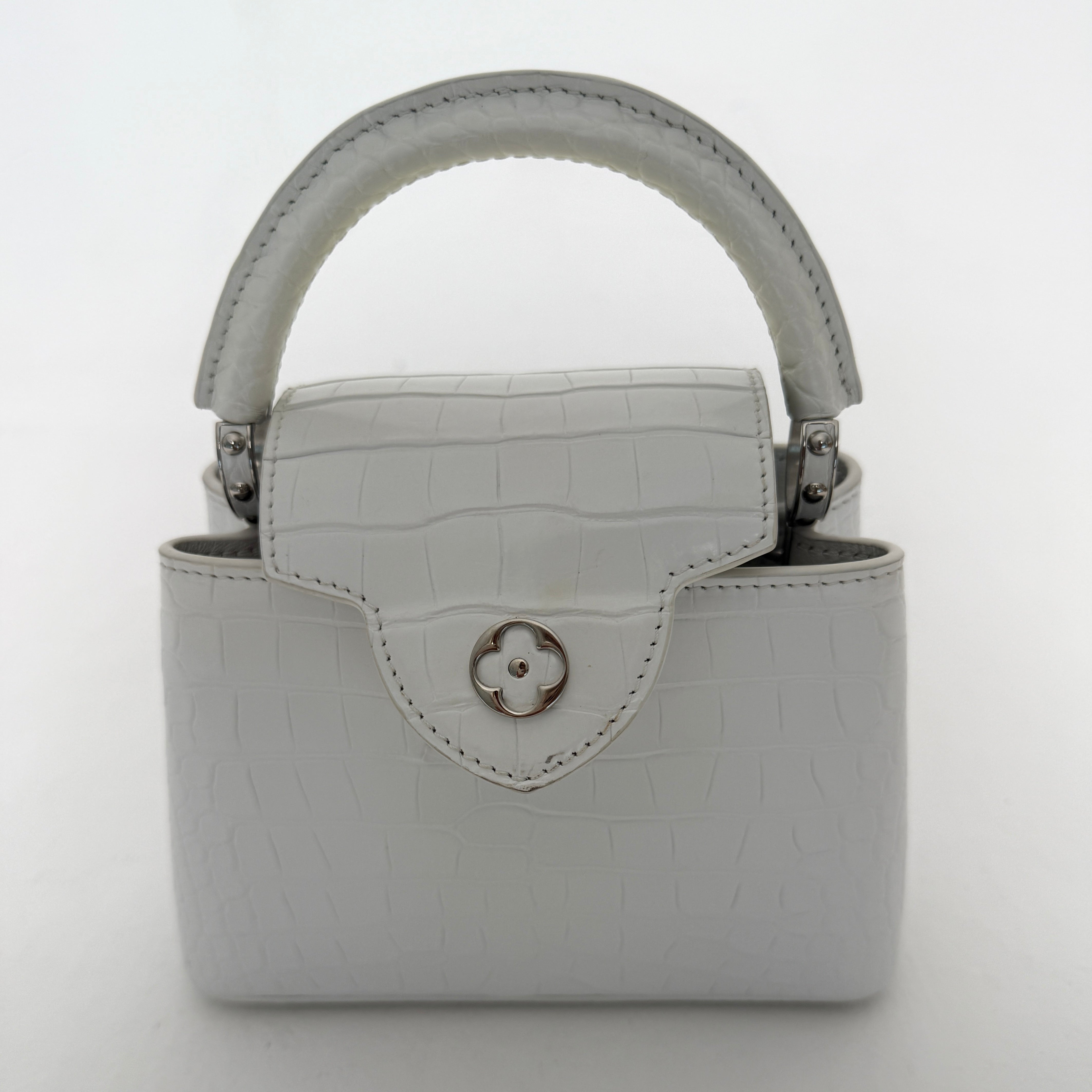 Louis Vuitton Capucines BB In Soft Shine White Alligator Leather