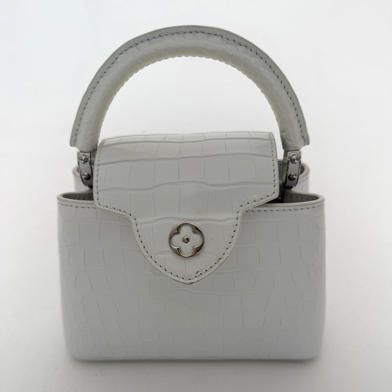 Louis Vuitton Capucines BB In Soft Shine White Alligator Leather
