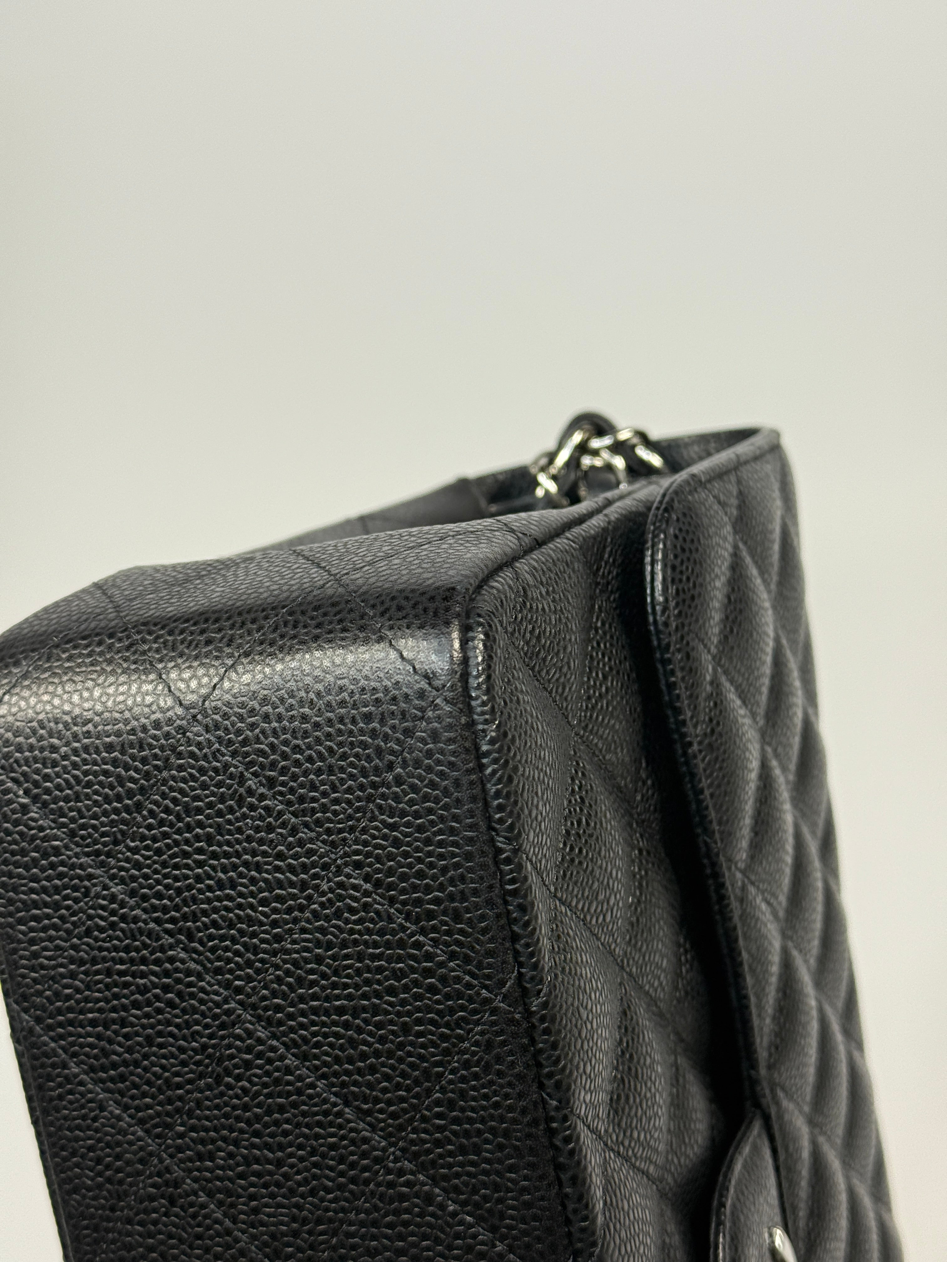 Chanel Classic Jumbo Flap Bag In Black Caviar Leather With Silver Hardware. Authentic and preloved. Excellent condition.