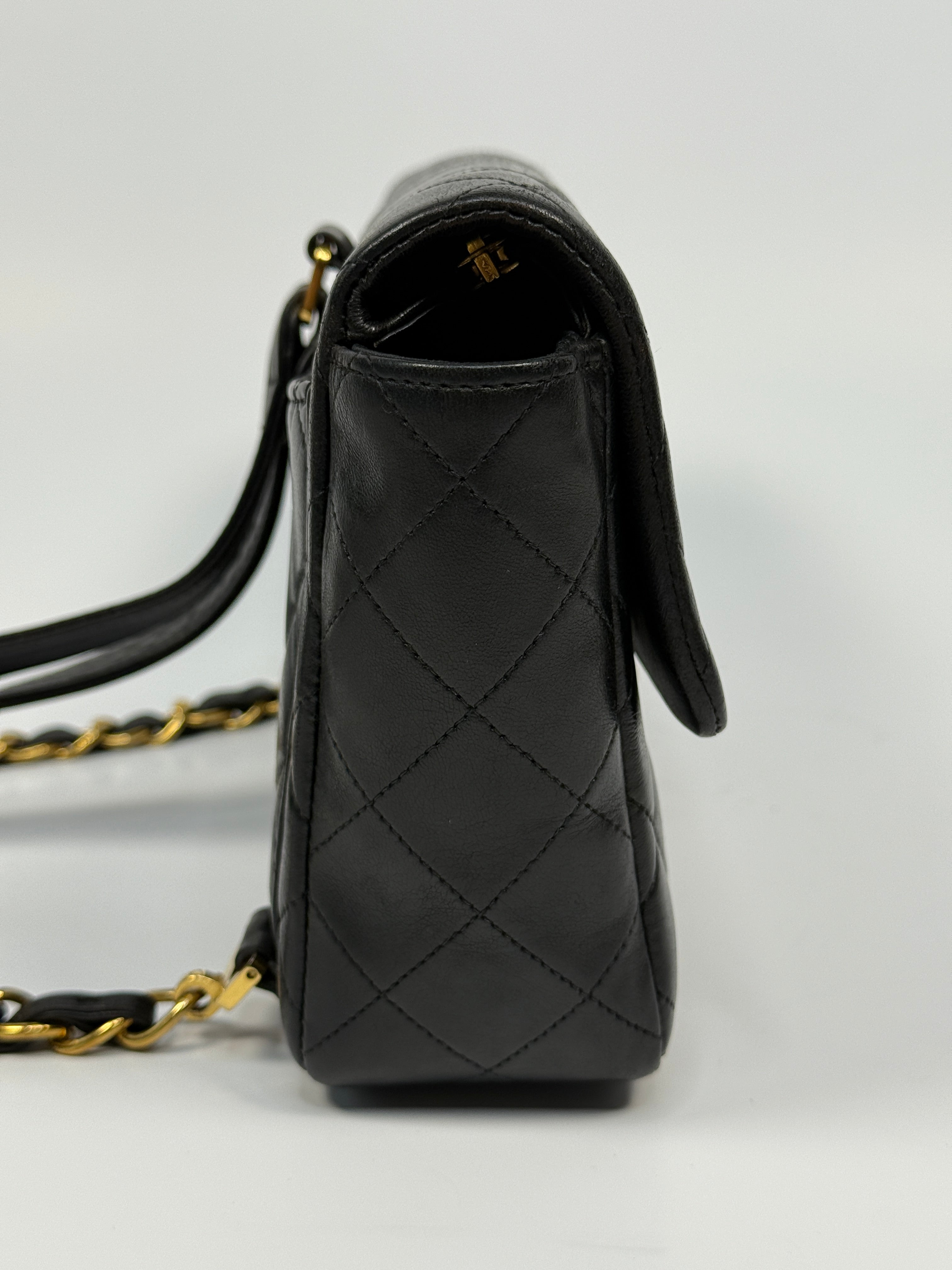 Chanel Medium Classic Vintage  Backpack In Black Lambskin With 24kt Gold Hardware, Authentic And Preloved In Excellent Condition