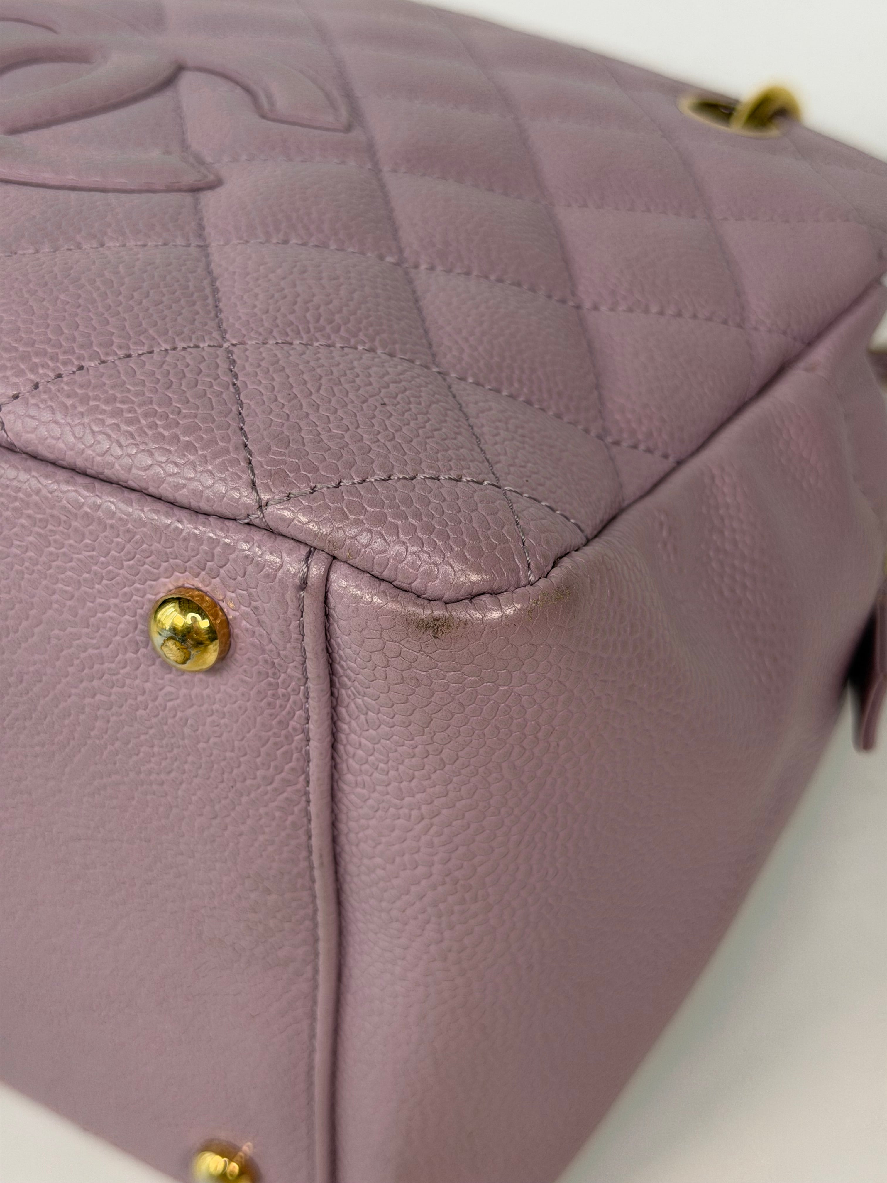 Chanel Petite Timeless Tote In Lilac Caviar Leather With Gold Hardware