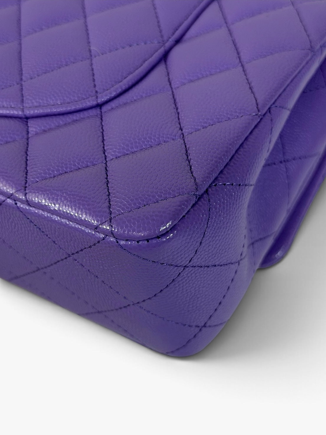 Chanel Medium Classic Double Flap In Purple Caviar Leather With Gold Hardware. Authentic and preloved in excellent condition. 100% guarantee