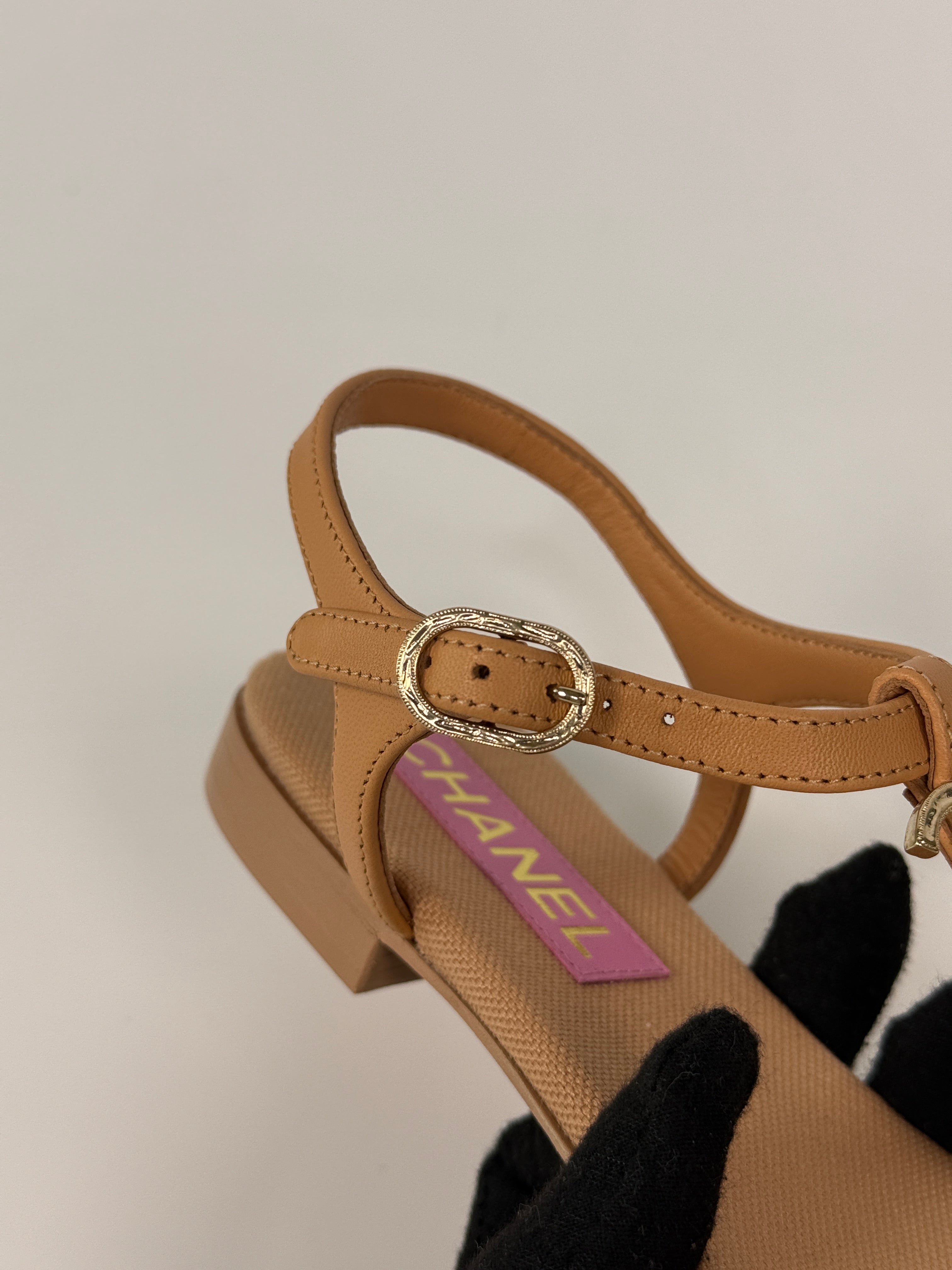 Chanel CC Thong Sandals In Beige  (Size 38/UK5)
