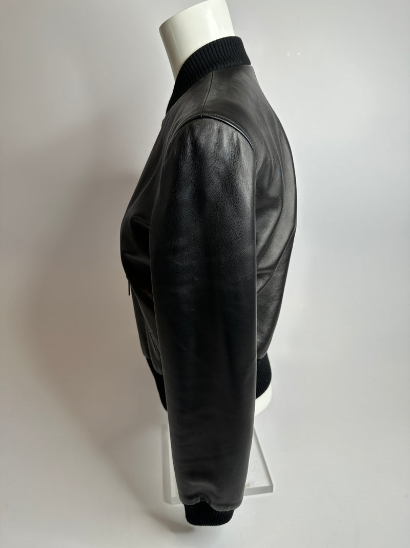 Gucci GG Black Leather Jacket (Size 40/UK 10)