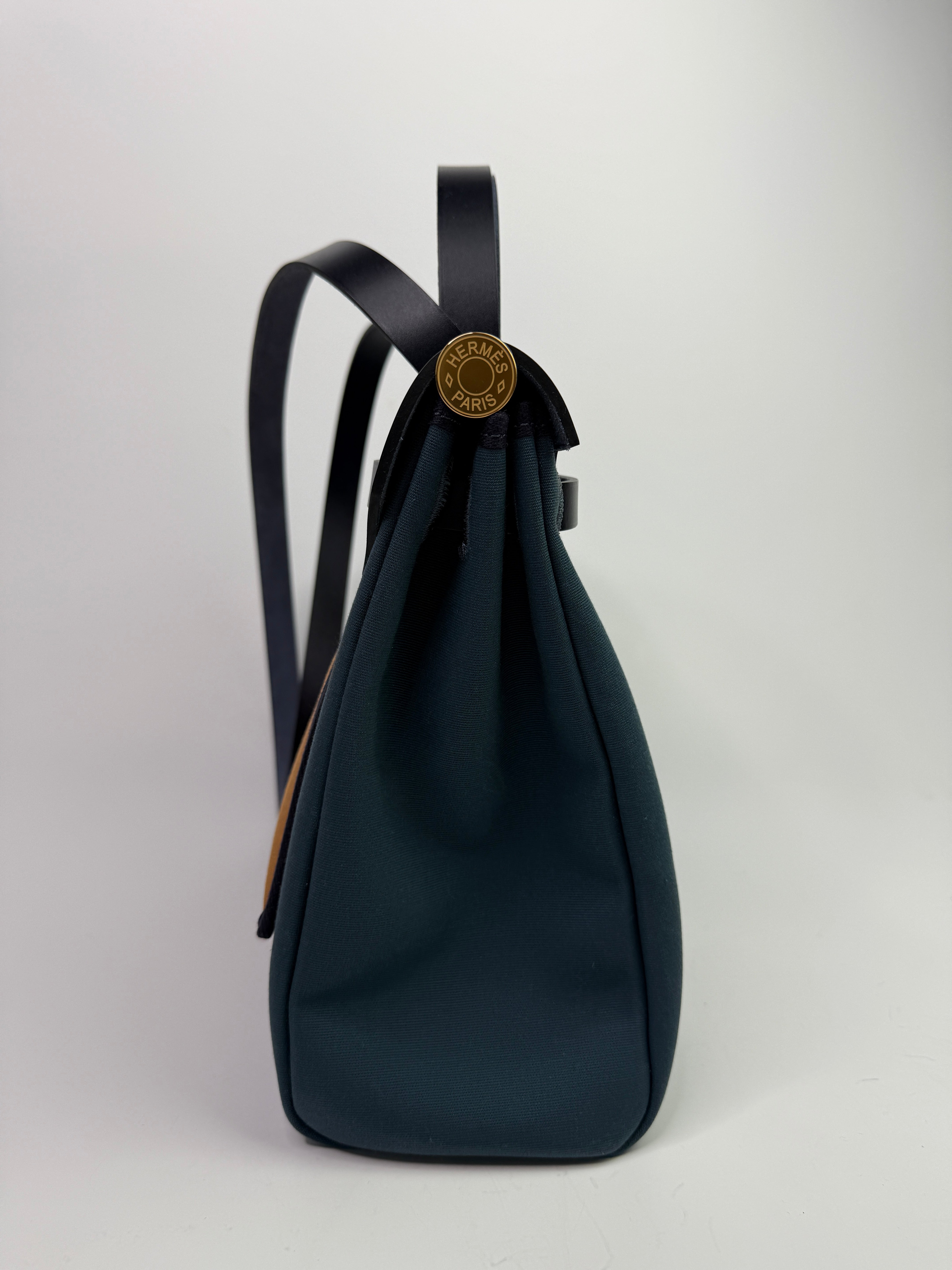 Hermès Herbag 31 Verso in Bleu Indigo and Sesame with GHW