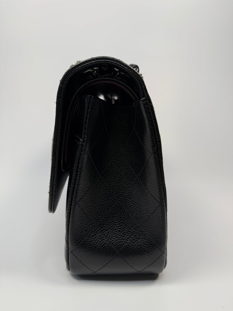 Chanel Black Caviar Leather Jumbo Classic Double Flap SHW