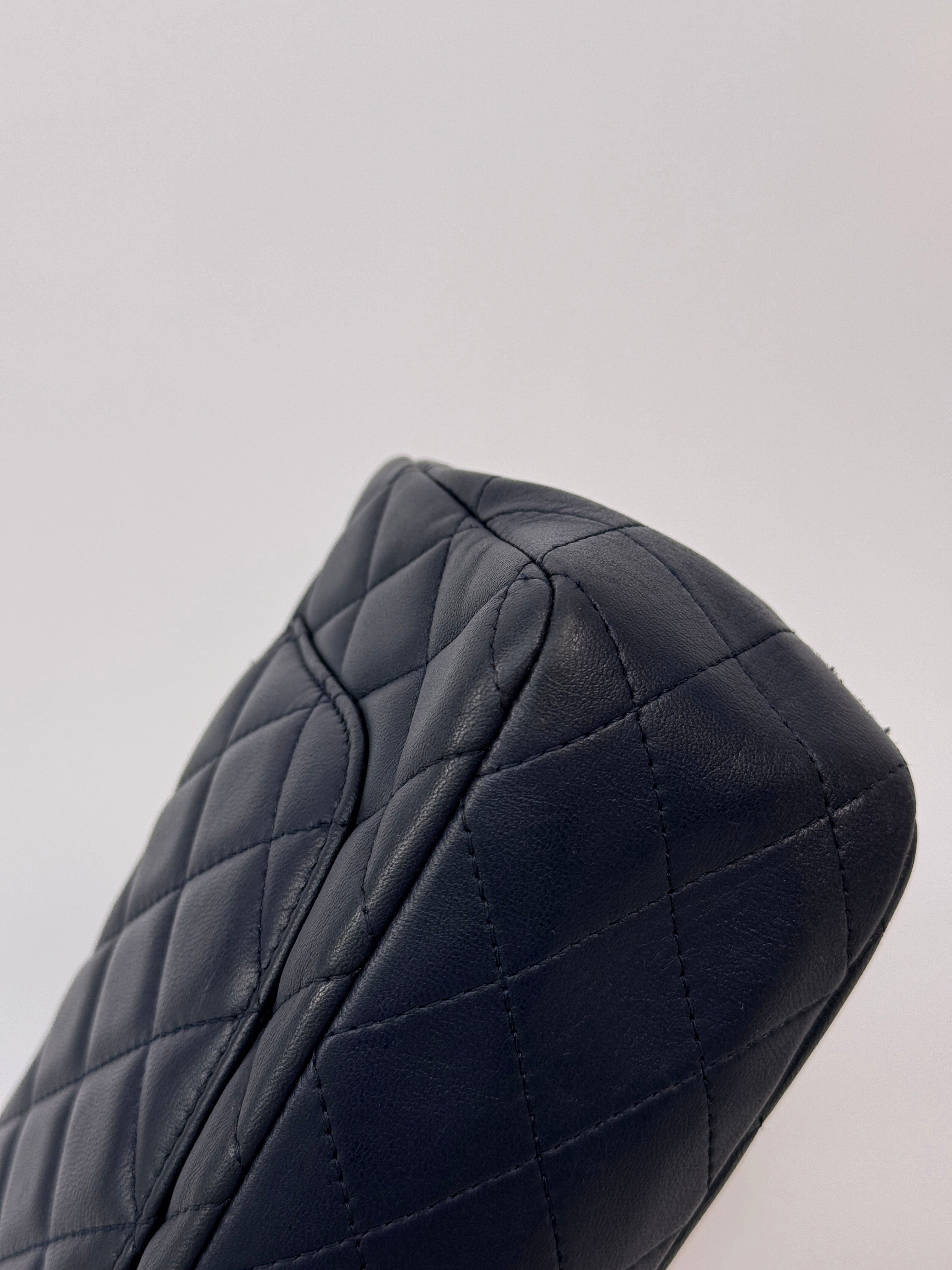 Chanel Mini Rectangle Flap Bag In Navy Lambskin With Silver Hardware
Pre Loved & Authentic 