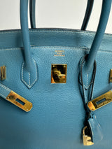 Hermès Birkin 35 In Blue Jean With Gold Hardware