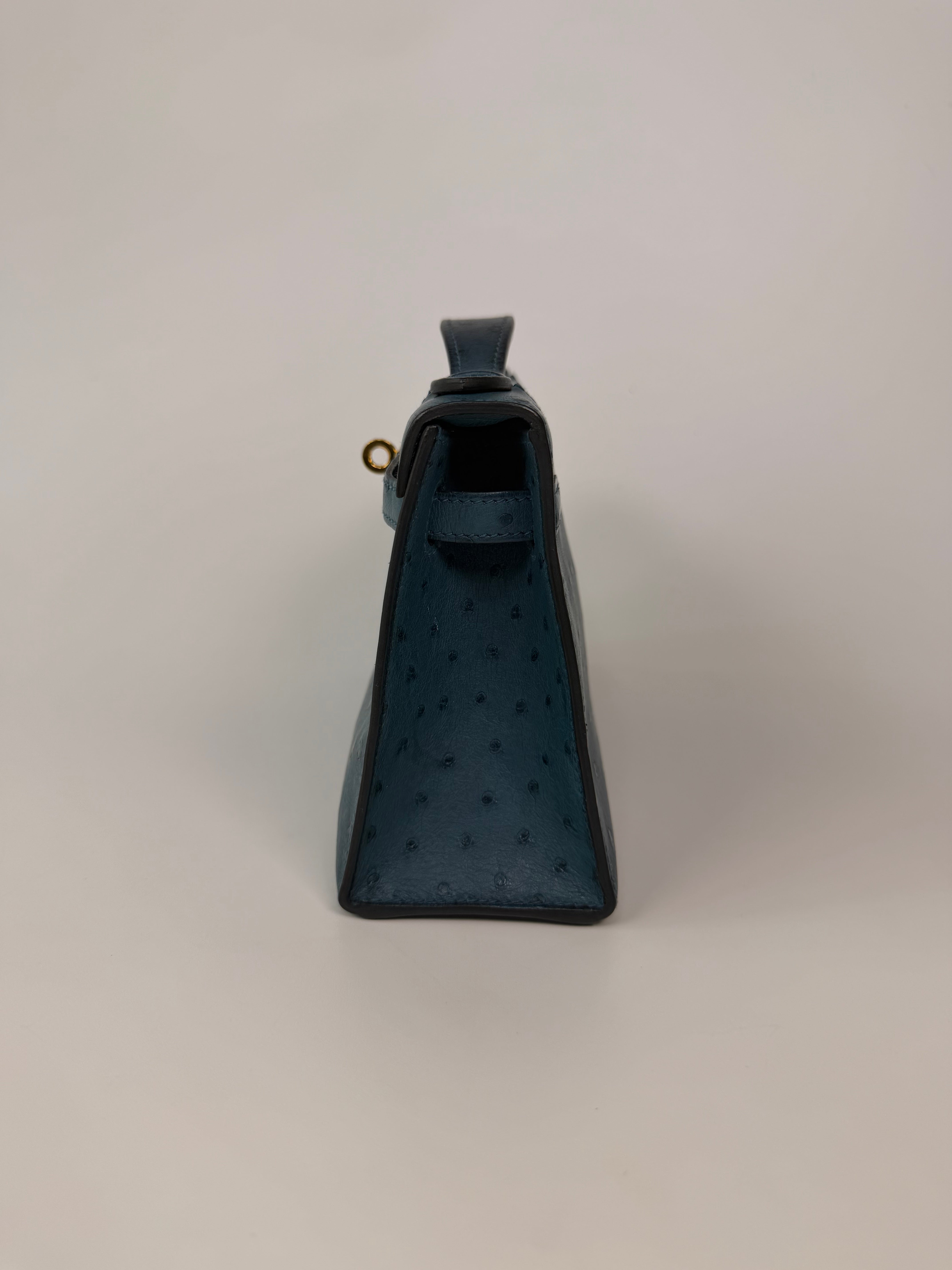 Hermés Kelly Pochette In Colvert Ostrich With Gold Hardware