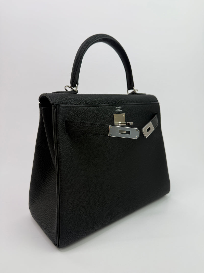Hermès Kelly 28 Retourne Black Togo Leather With Palladium Hardware